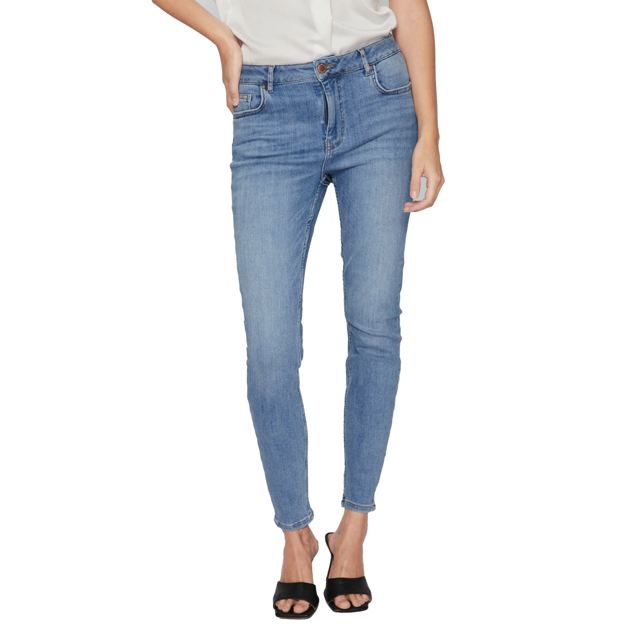 Womens Vila Medium Blue Denim Visarah Skinny Fit Jeans - Image 2