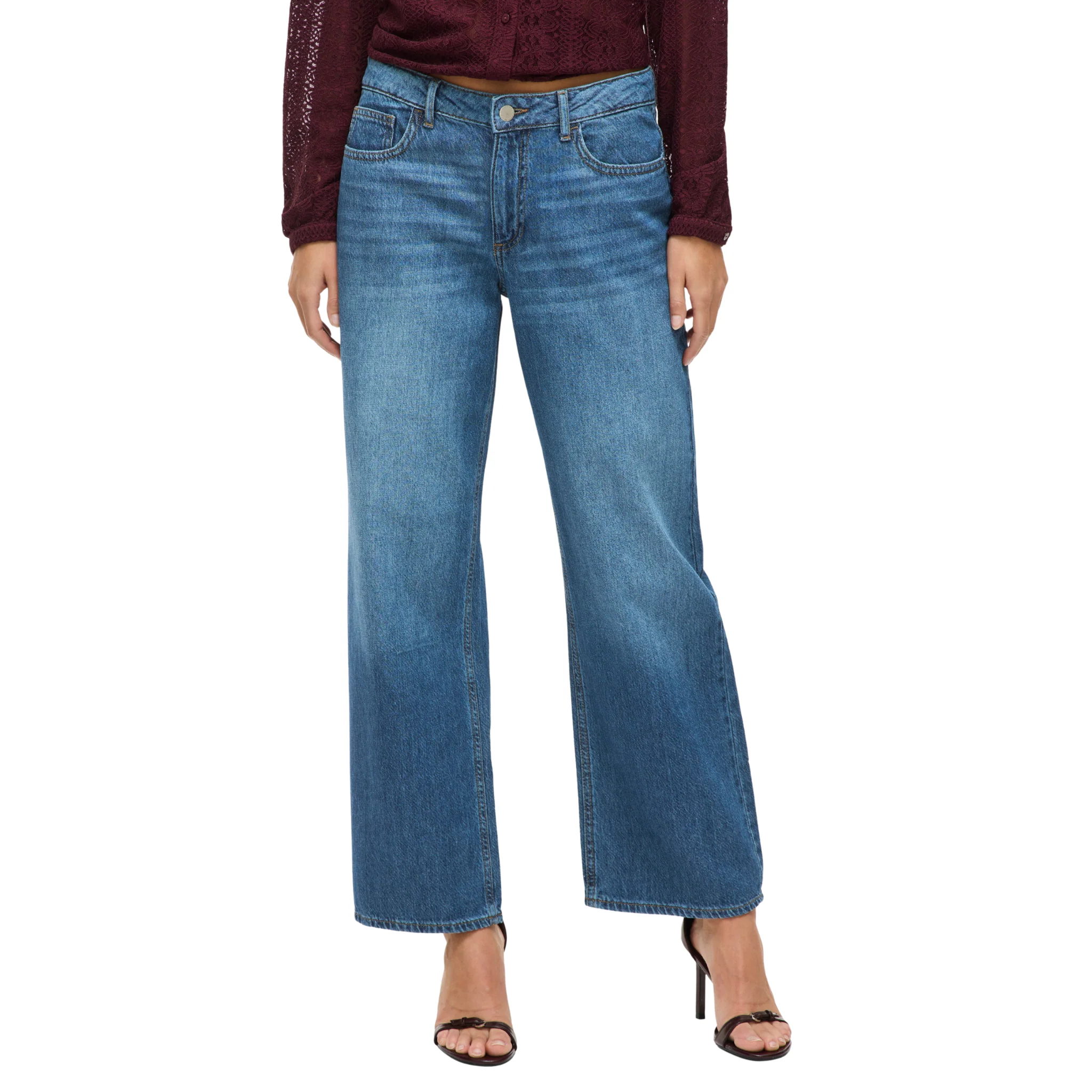 Womens Vila Medium Blue Vipalma Wide Jeans - Image 2