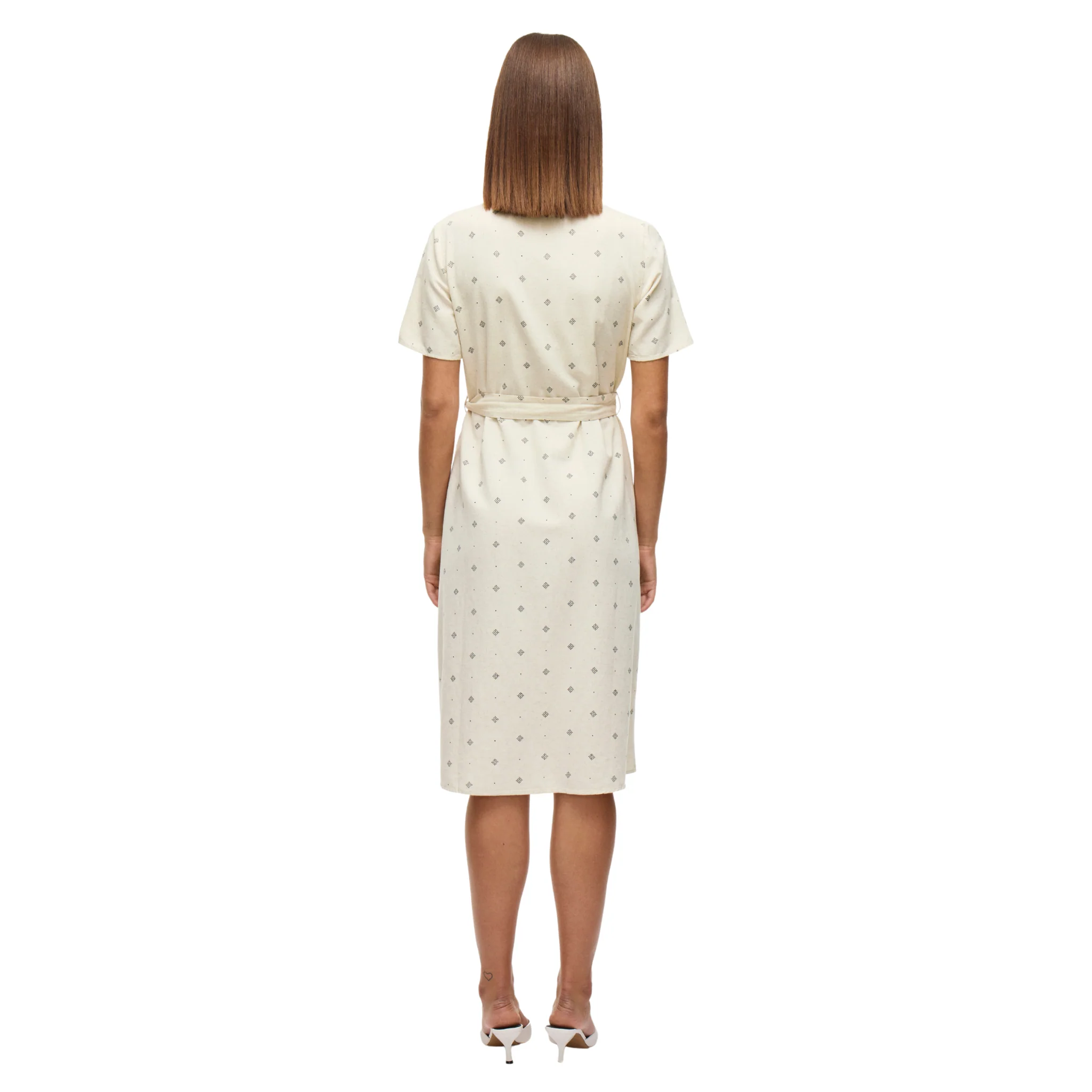 Womens Vila Natural Melange Viprisilla Print S/s Midi Dress - Image 4