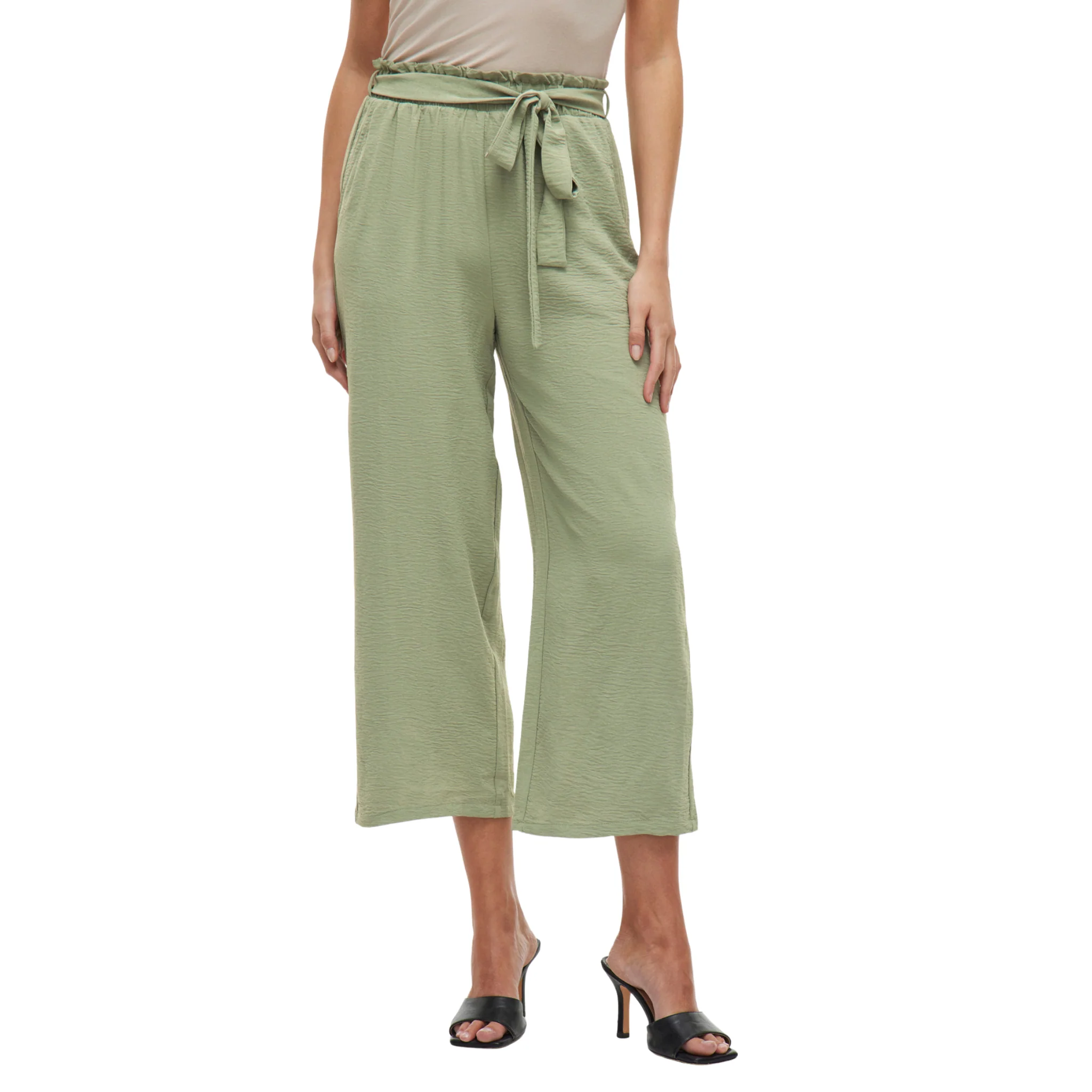 Womens Vila Oil Green Vijosa Belted Culotte Pants - Image 3