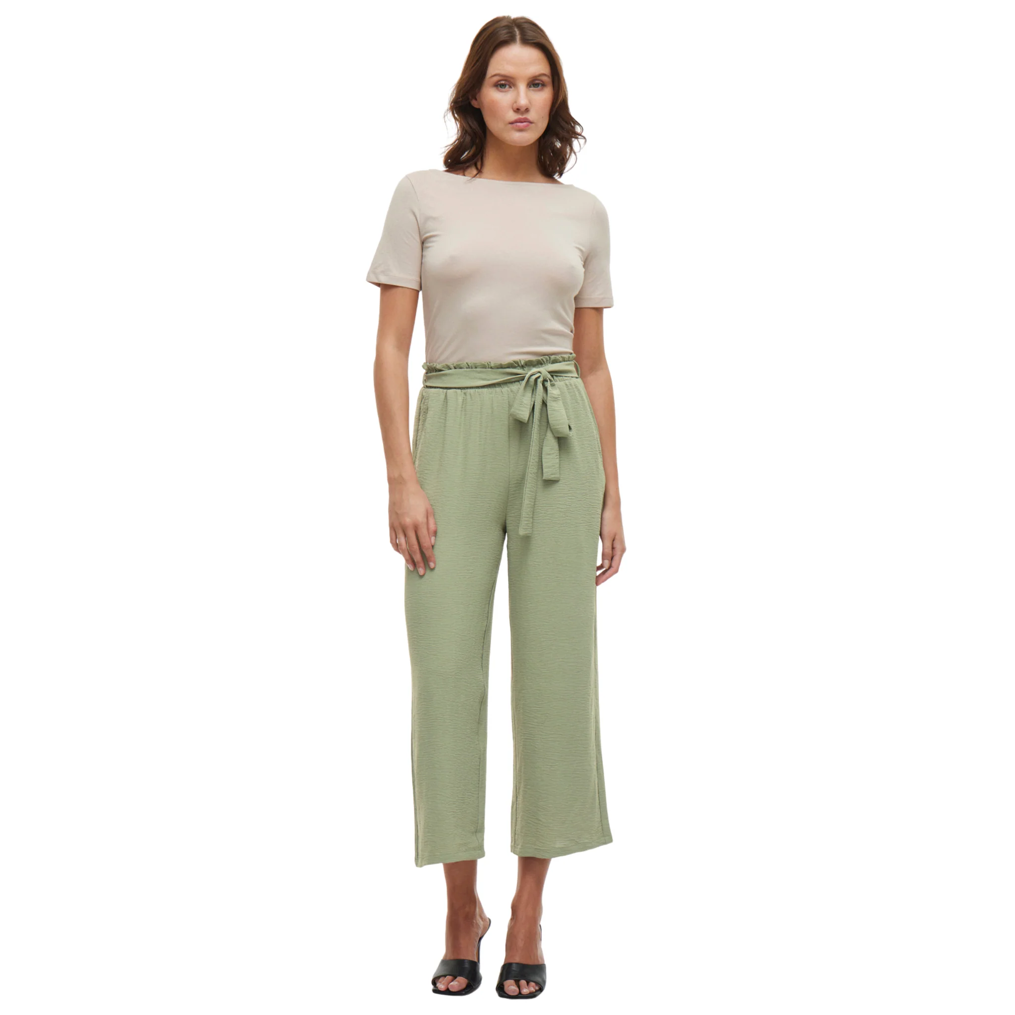 Womens Vila Oil Green Vijosa Belted Culotte Pants - Image 5
