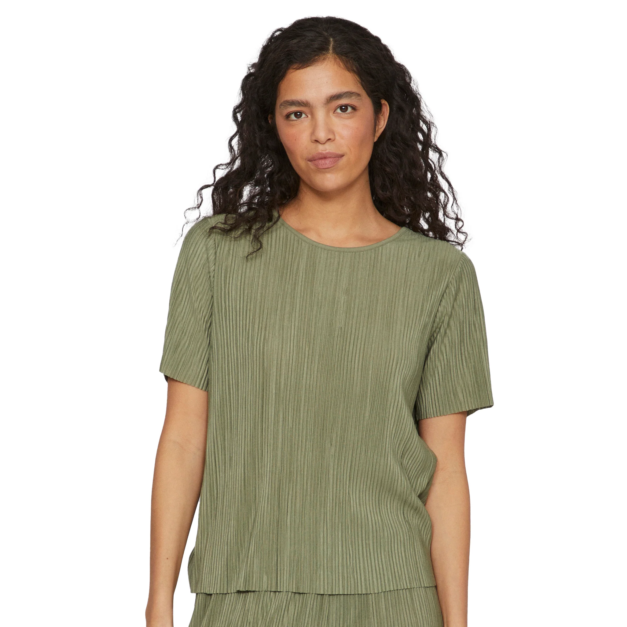 Womens Vila Oil Green Viplisa S/s Top - Image 2