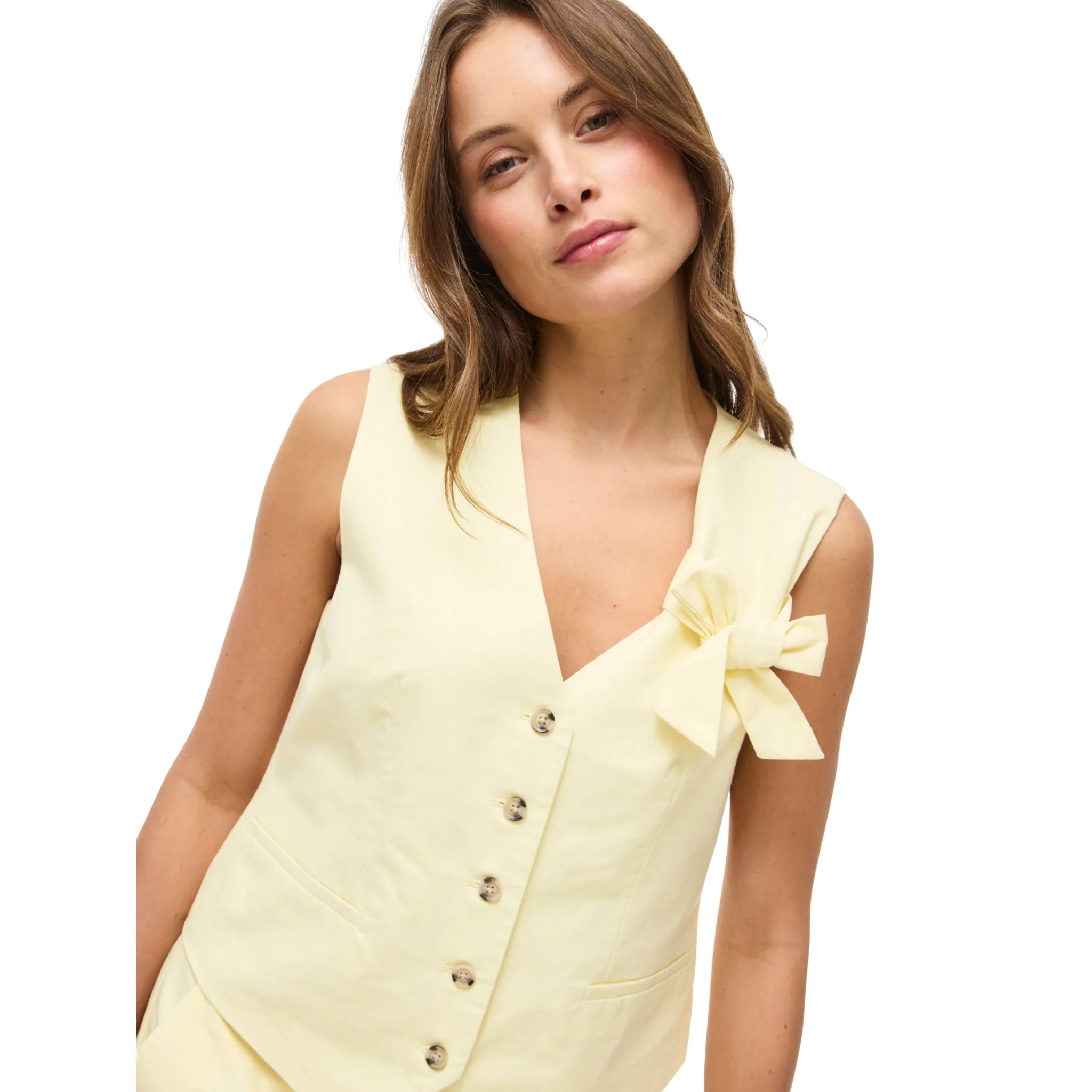 Womens Vila Pastel Yellow Vialara Waistcoat - Image 5