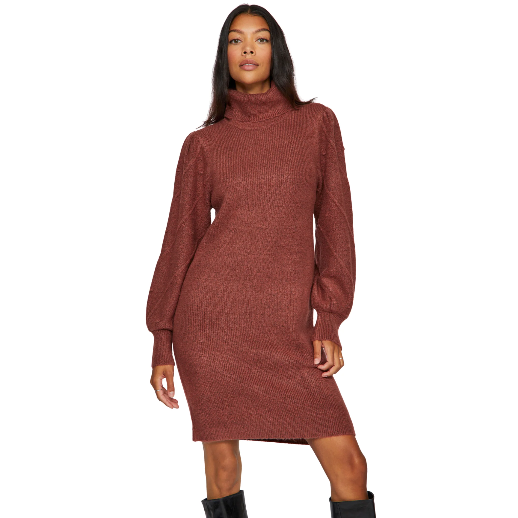 Womens Vila Red Vicosy Roll Neck Knitted Dress - Image 2