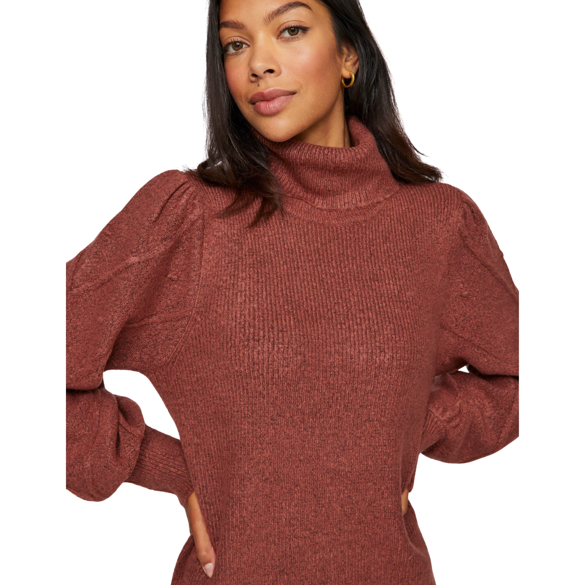 Womens Vila Red Vicosy Roll Neck Knitted Dress - Image 4