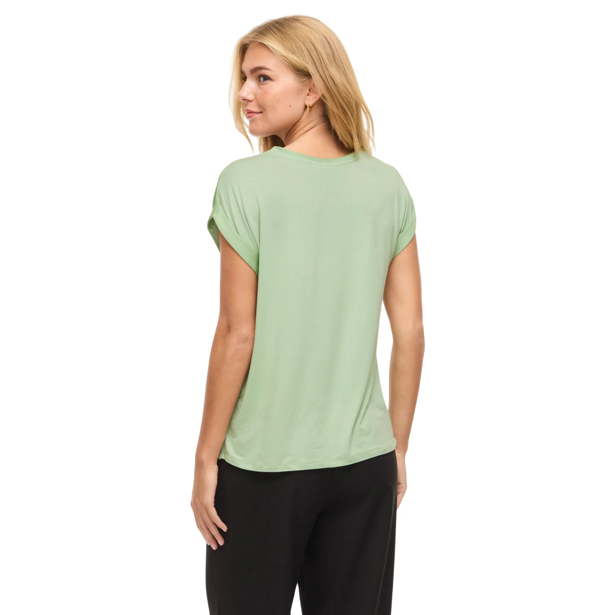 Womens Vila Smoke Green Viellette Satin S/s Top - Image 5