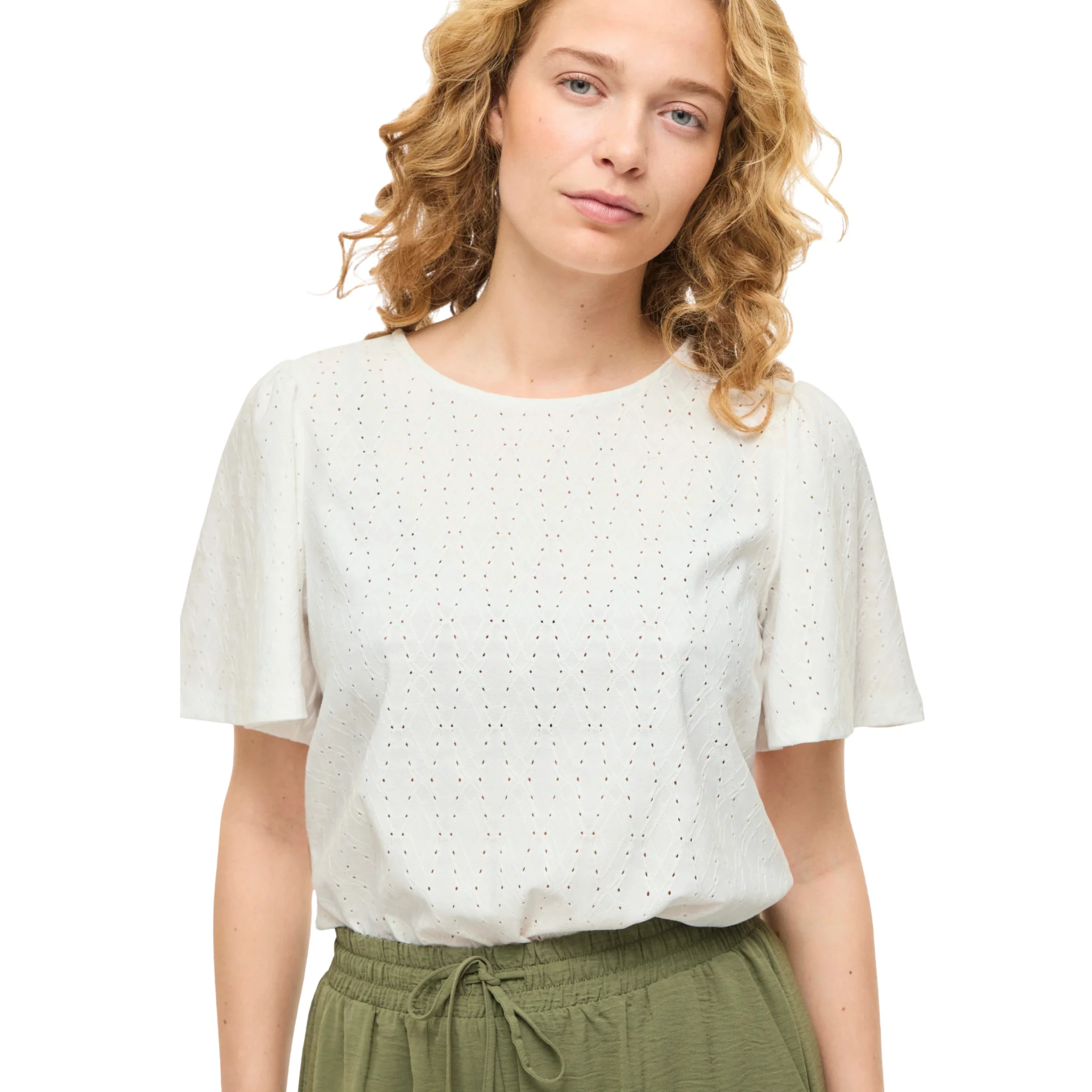 Womens Vila Snow White Vibelli S/s Top - Image 5