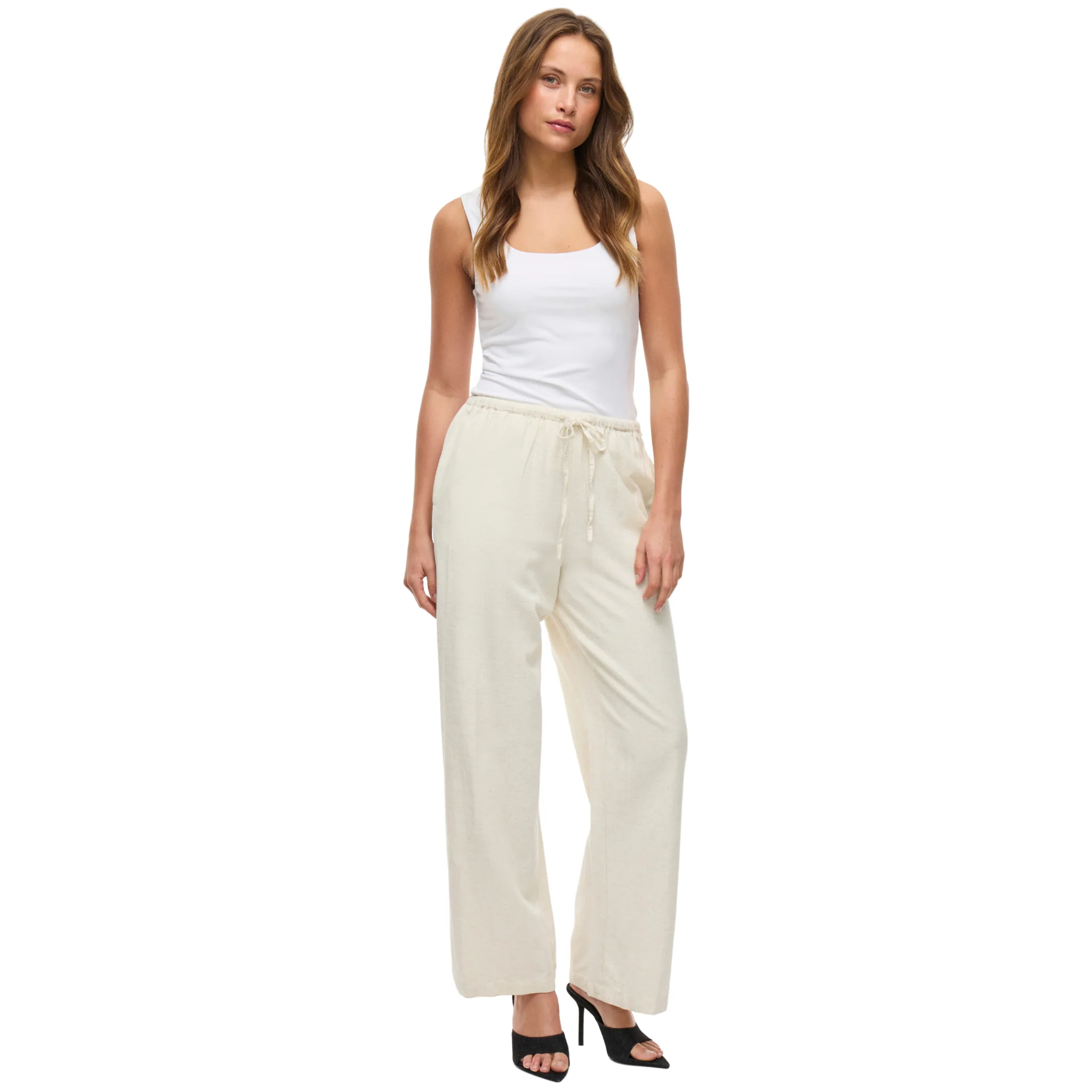 Womens Vila Super Light Natural Viprisilla Pants - Image 2