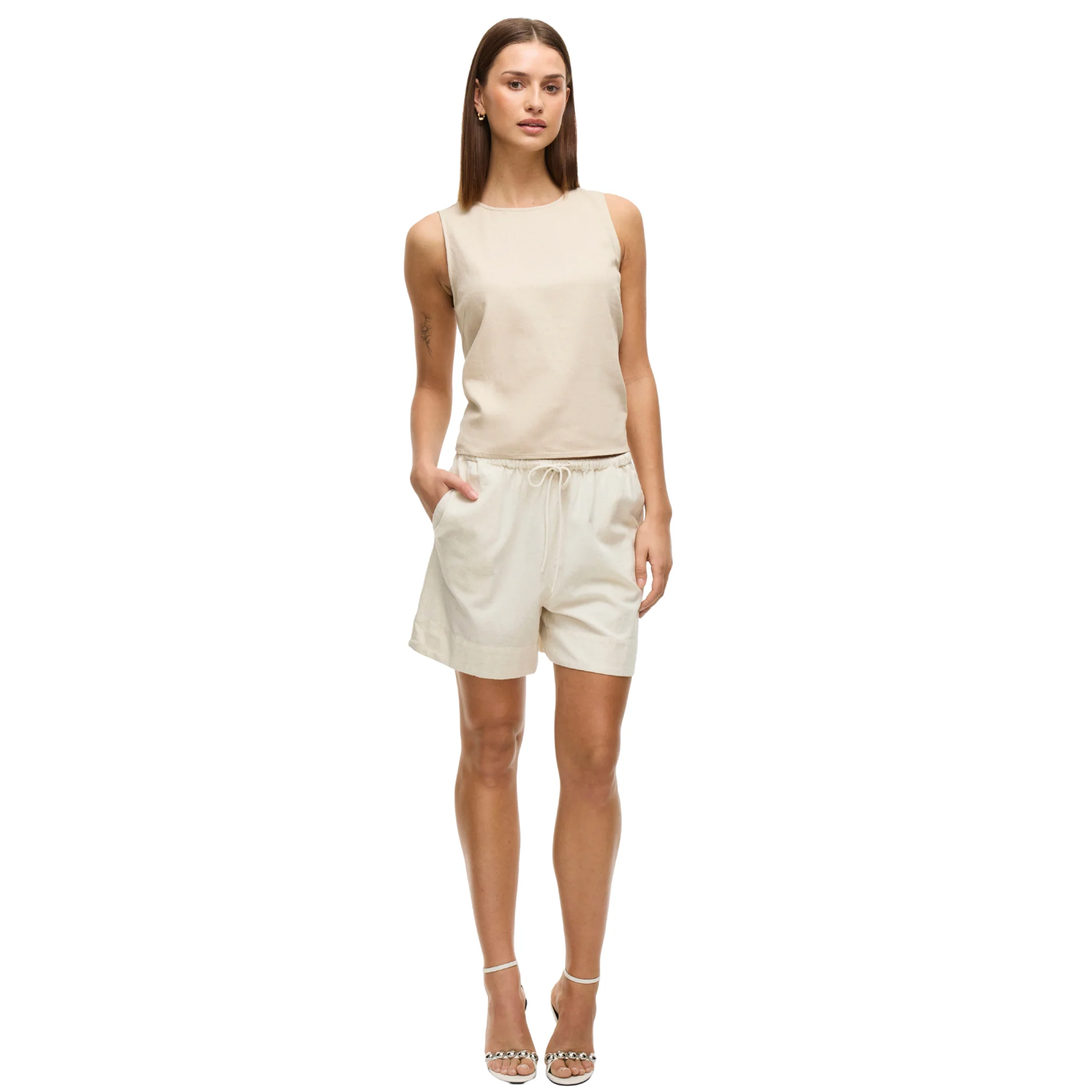 Womens Vila Super Light Natural Viprisilla Shorts - Image 4