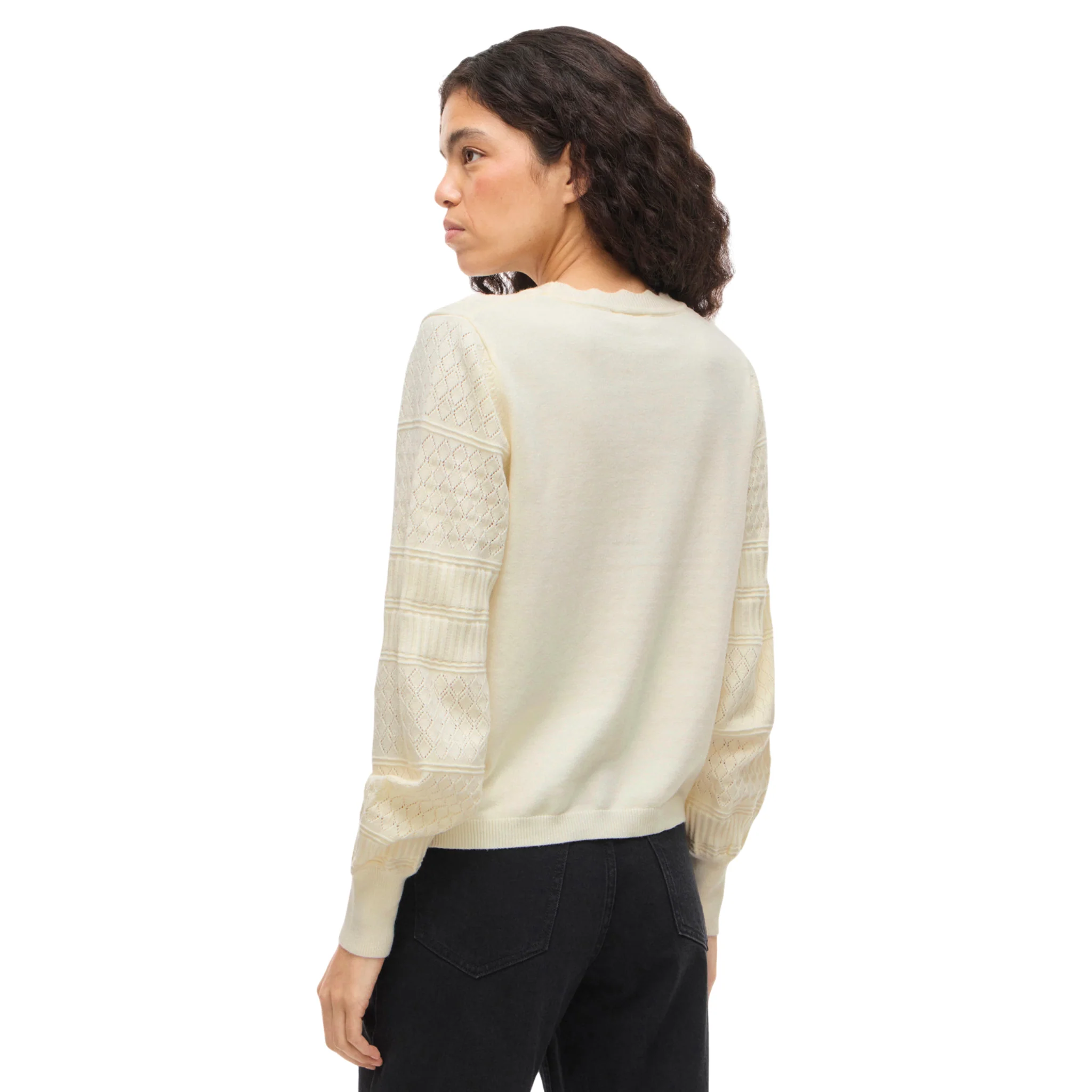 Womens Vila Whisper White Vimilos Pointelle L/s Top - Image 4