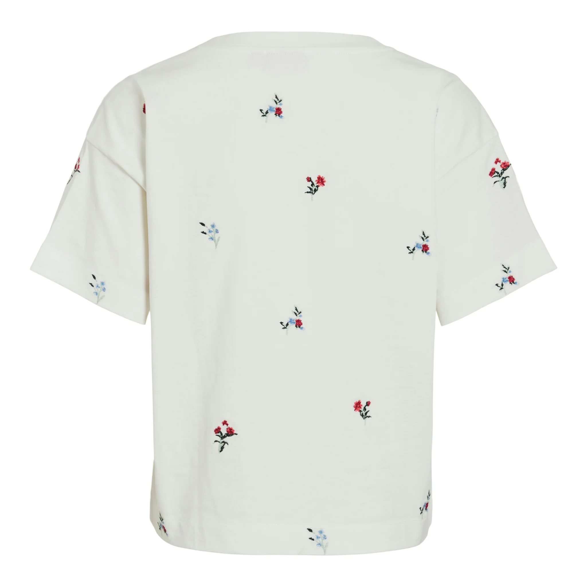 Womens Vila White/Colour Vimonie Flower Embroidered S/s T Shirt - Image 4