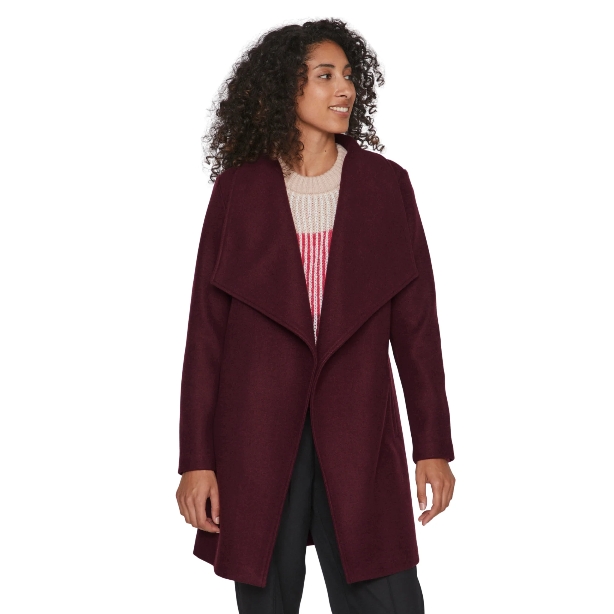 Womens Vila Winetasting Vicooley Belted Mid Coat - Image 2