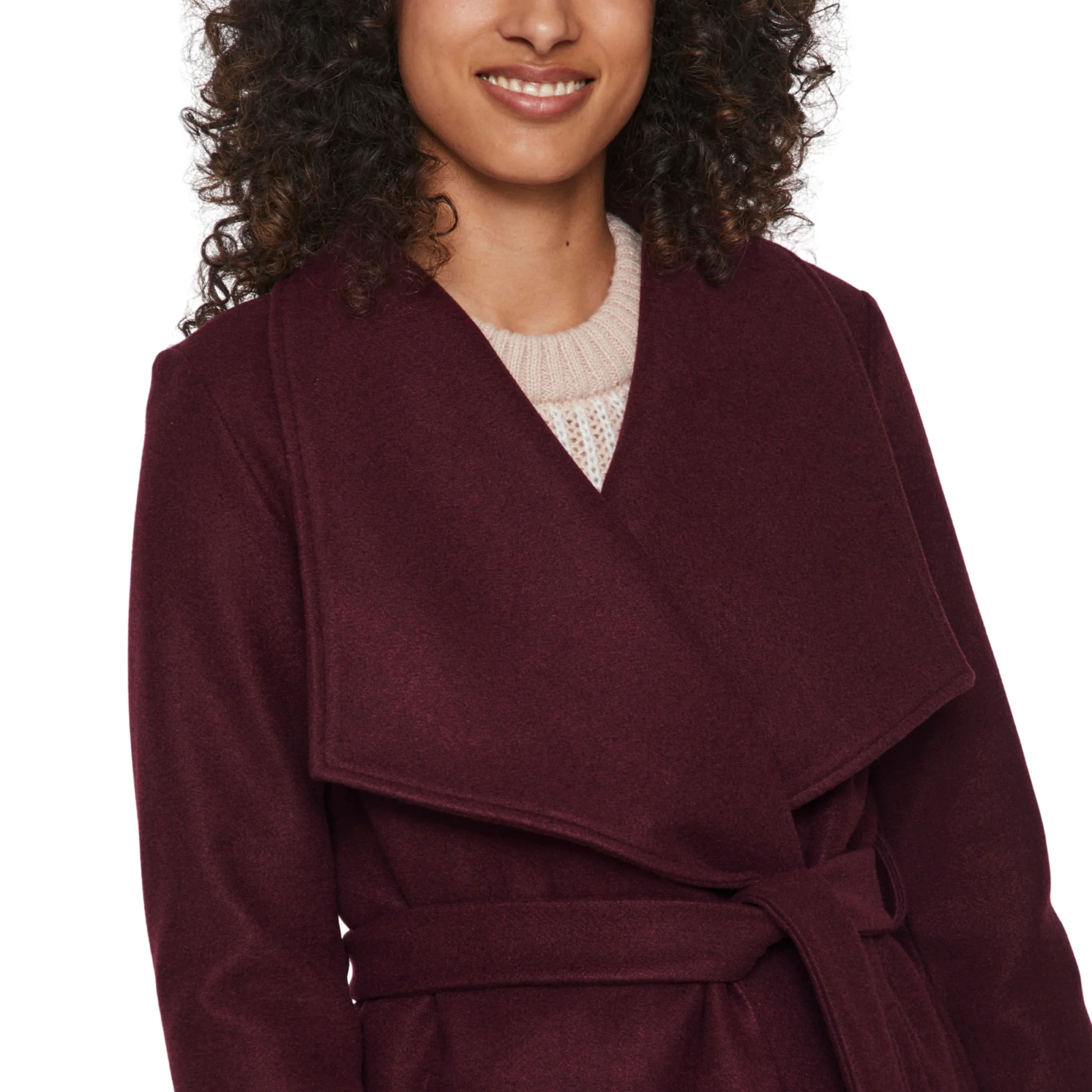 Womens Vila Winetasting Vicooley Belted Mid Coat - Image 3