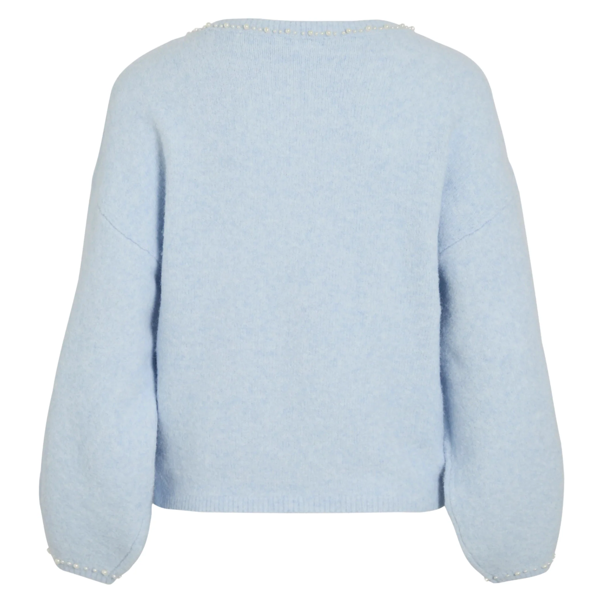 Womens Vila Winter Sky Blue Vistella Pearl Detail Knit - Image 2