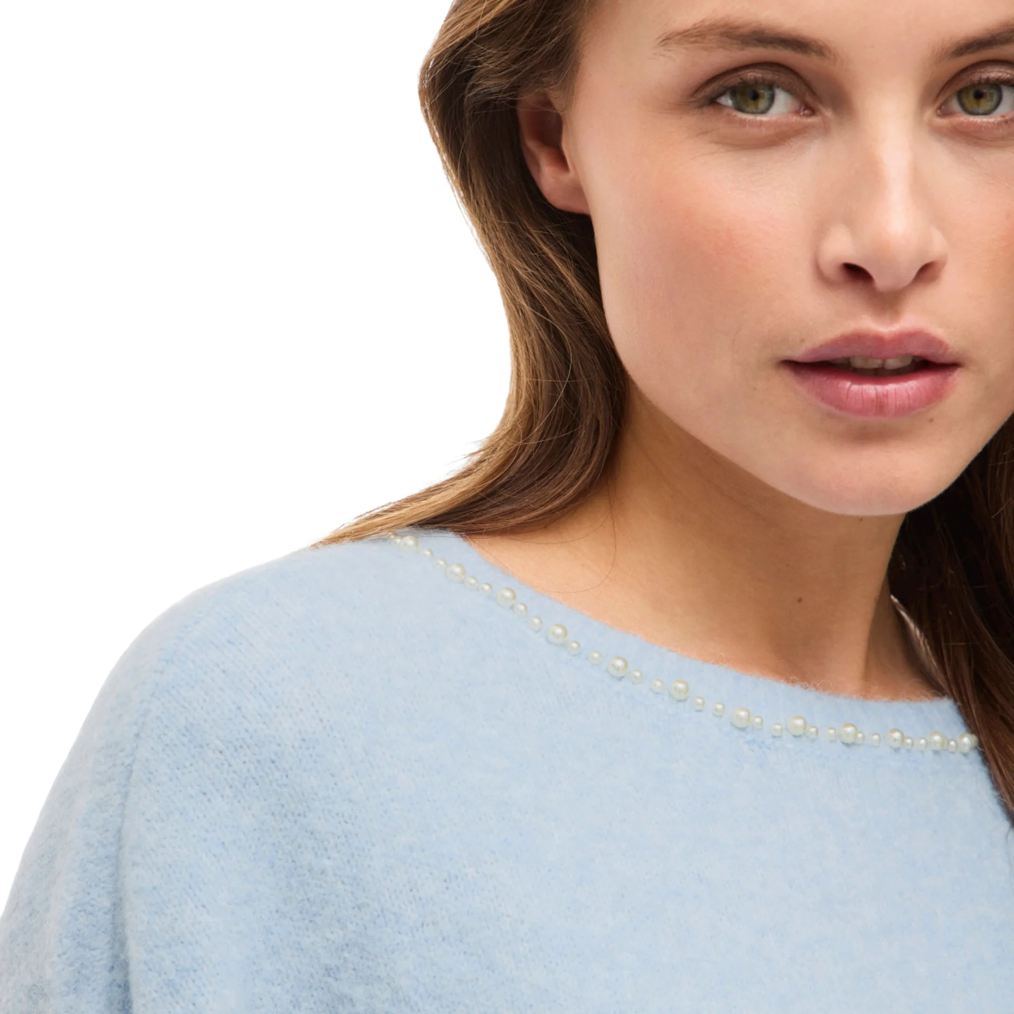 Womens Vila Winter Sky Blue Vistella Pearl Detail Knit - Image 4