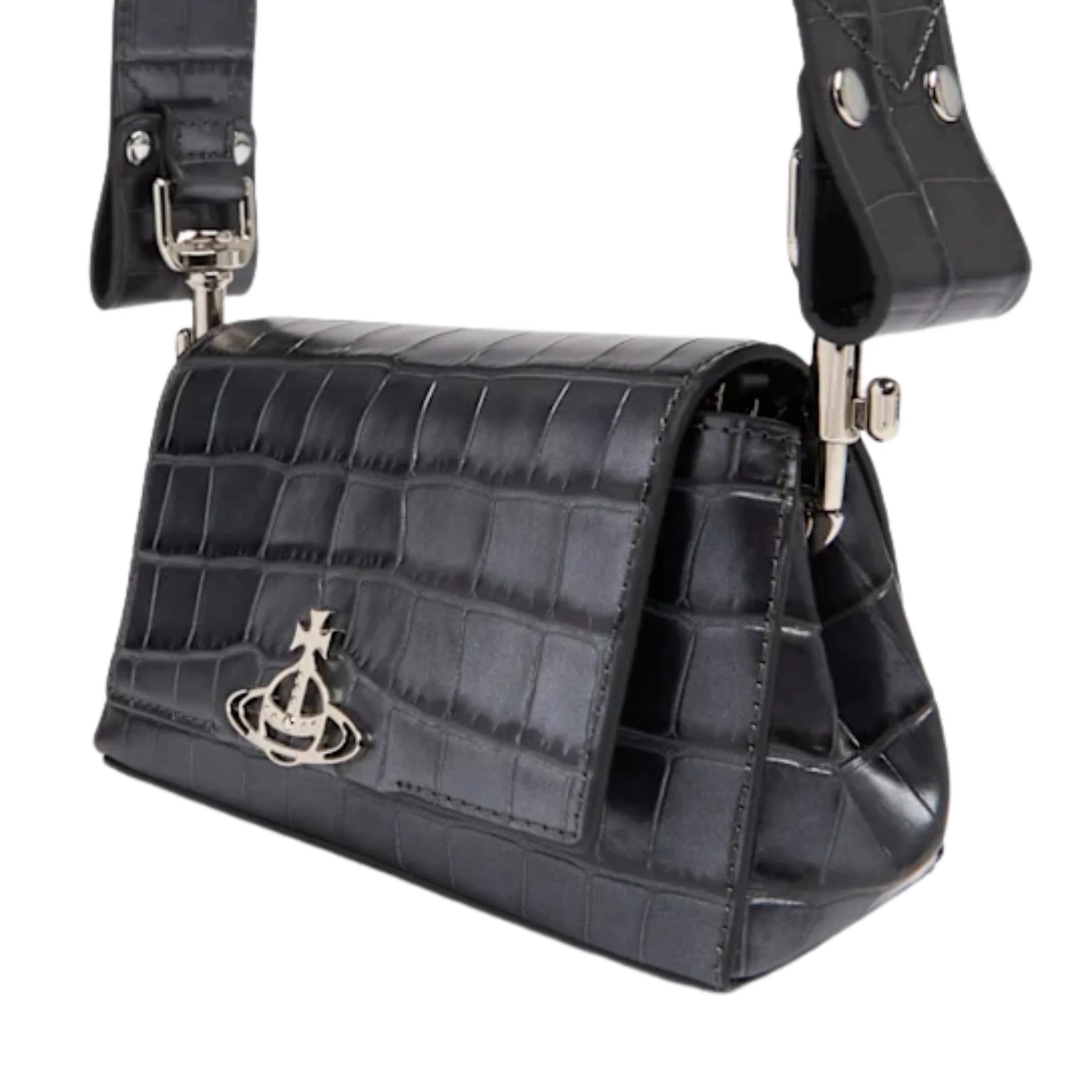 Womens Vivienne Westwood Anthracite Hazel Croc Small Handbag - Image 2