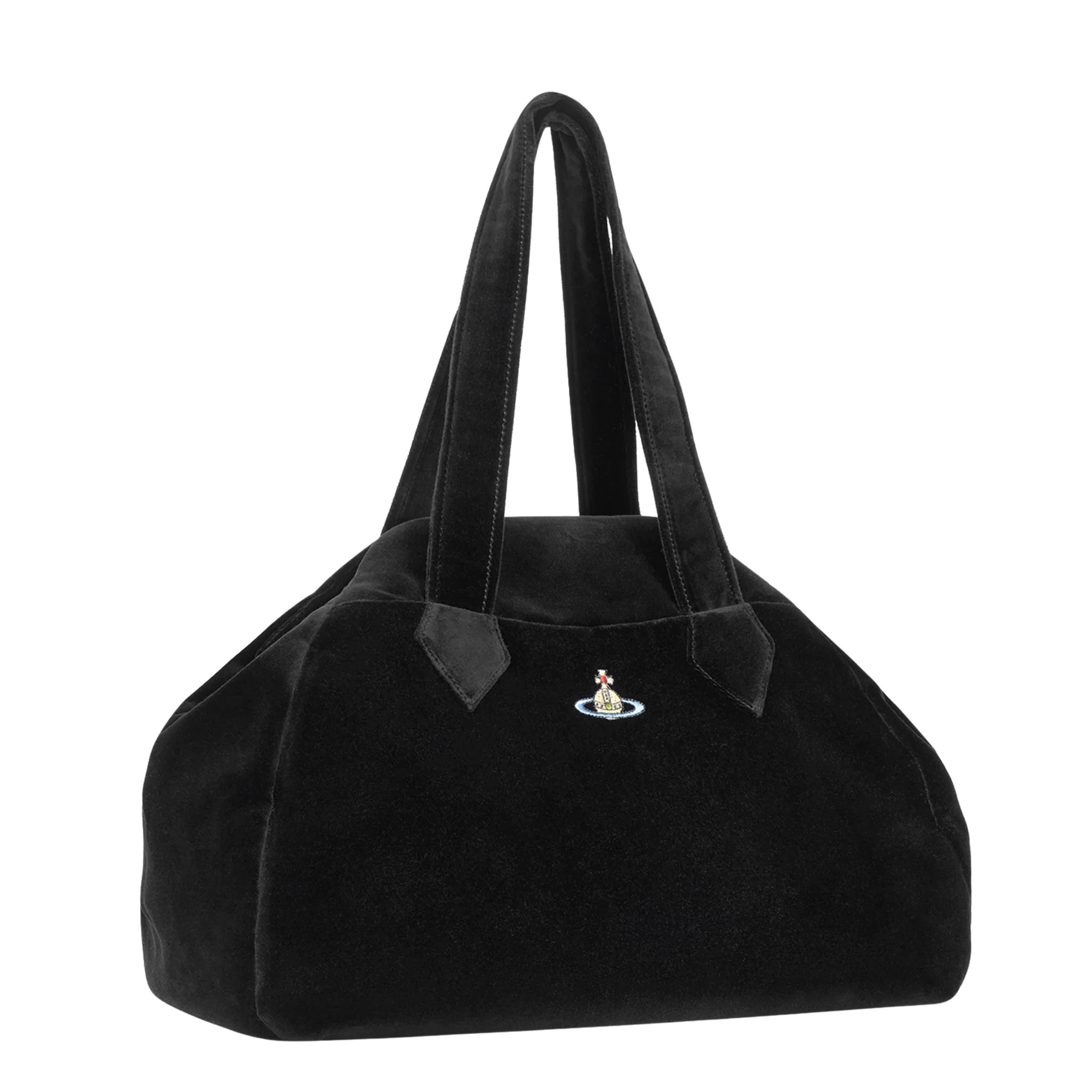Womens Vivienne Westwood Black Velvet Archive Large Bag - Image 2