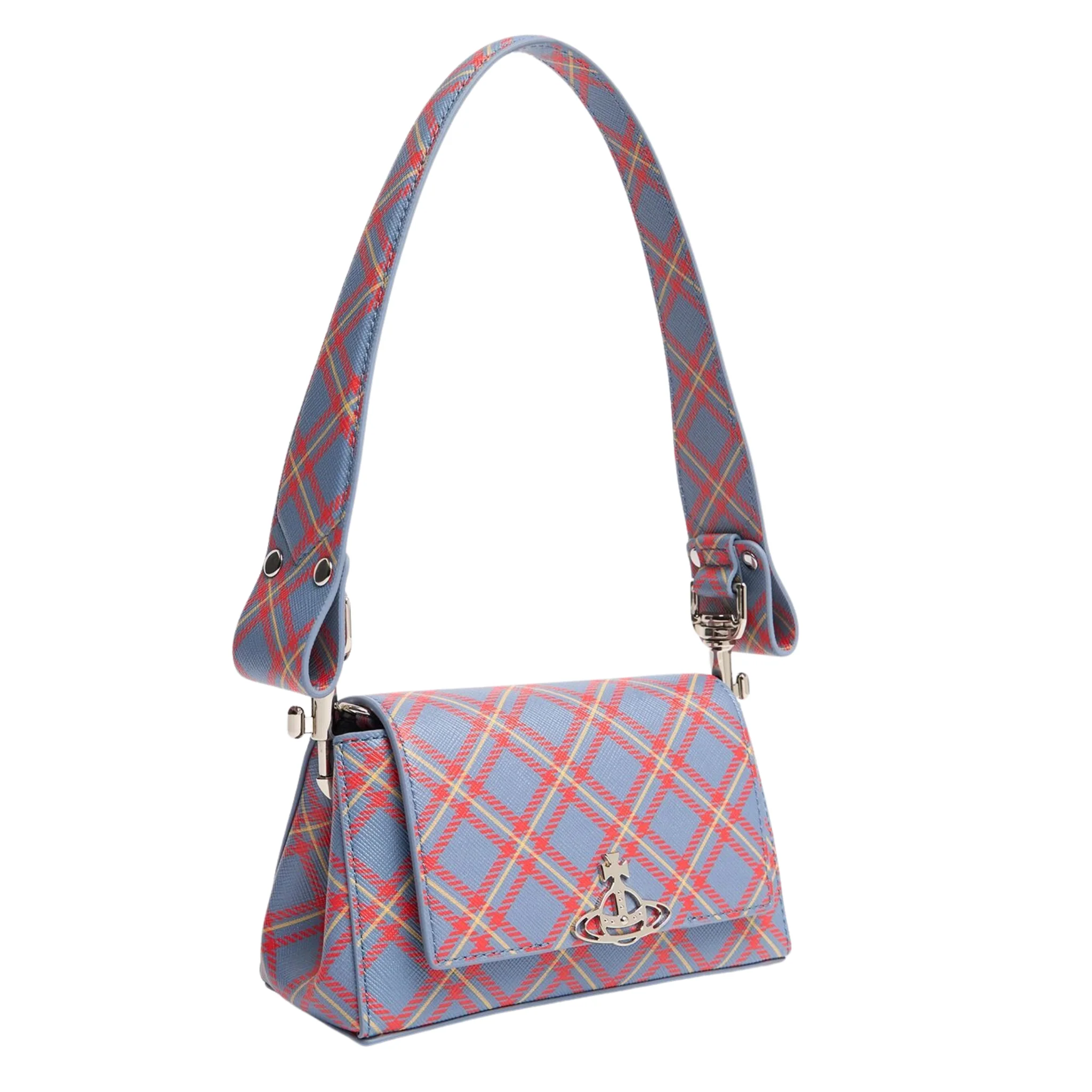 Womens Vivienne Westwood Blue/Orange Tartan Hazel Small Handbag - Image 2
