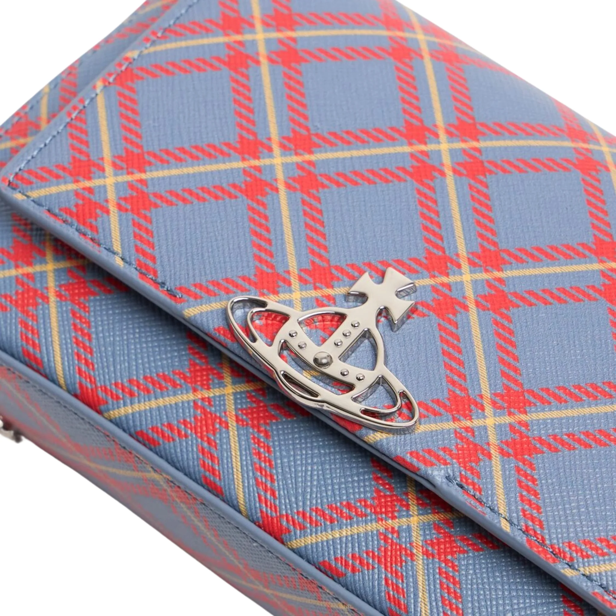 Womens Vivienne Westwood Blue/Orange Tartan Hazel Small Handbag - Image 3