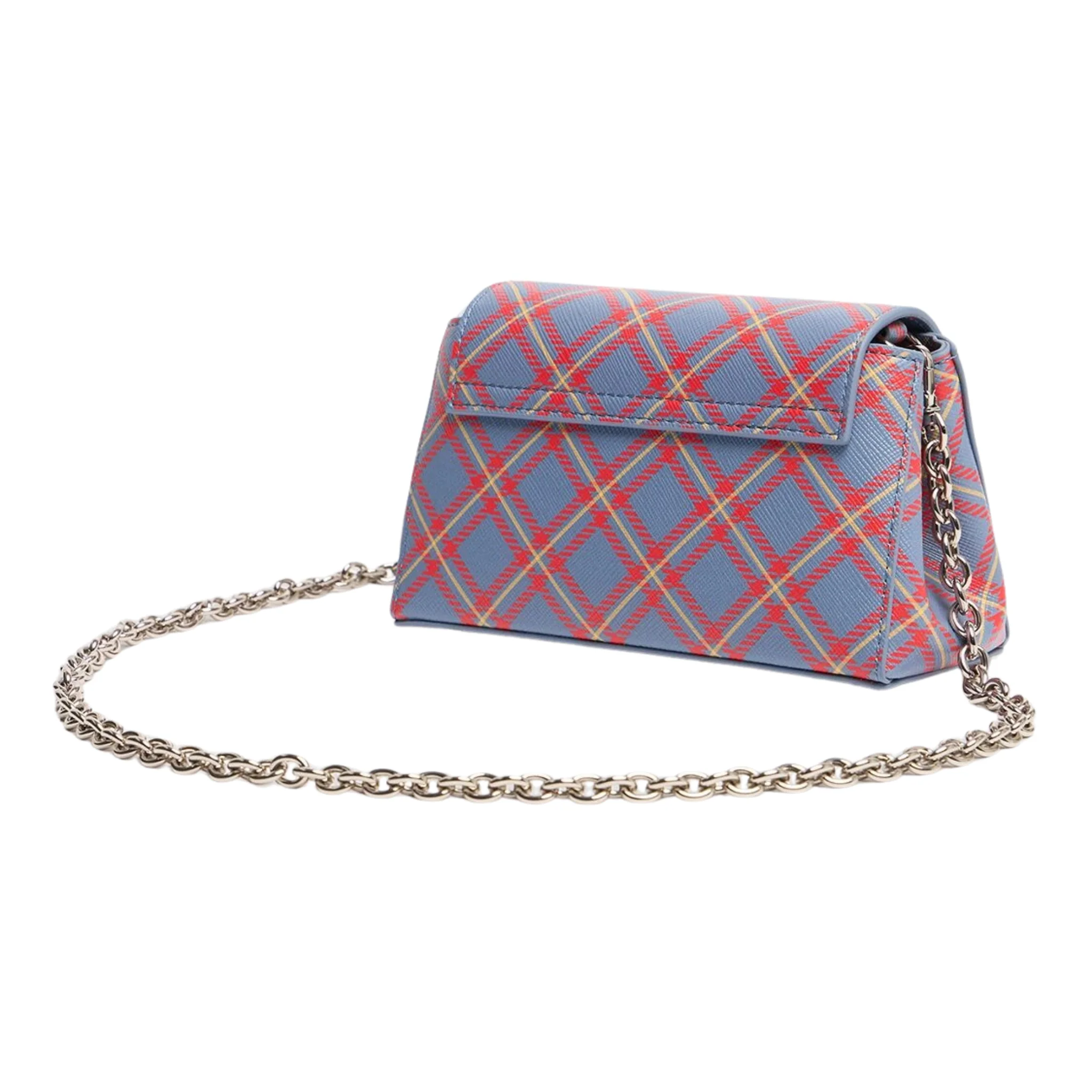 Womens Vivienne Westwood Blue/Orange Tartan Hazel Small Handbag - Image 4