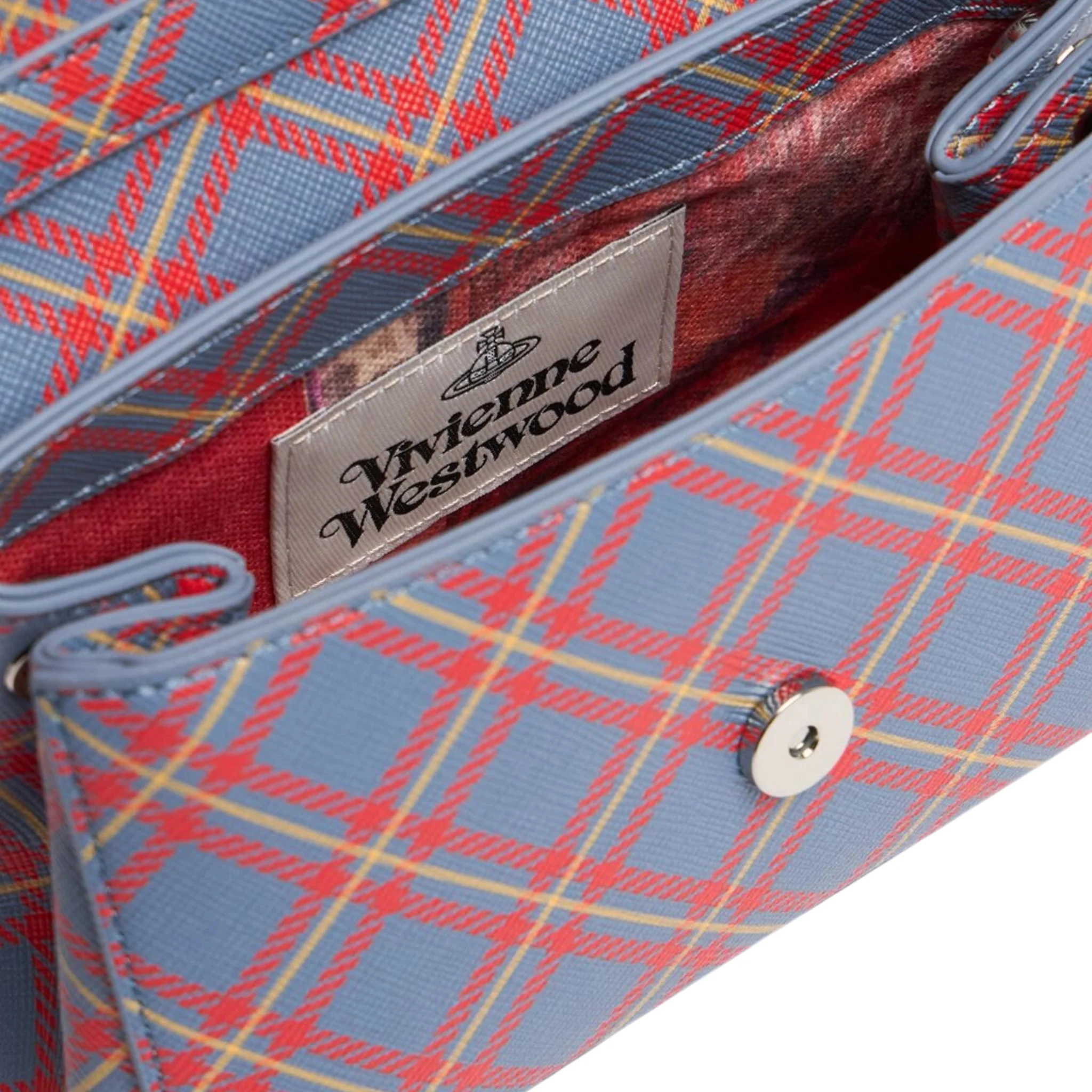 Womens Vivienne Westwood Blue/Orange Tartan Hazel Small Handbag - Image 5