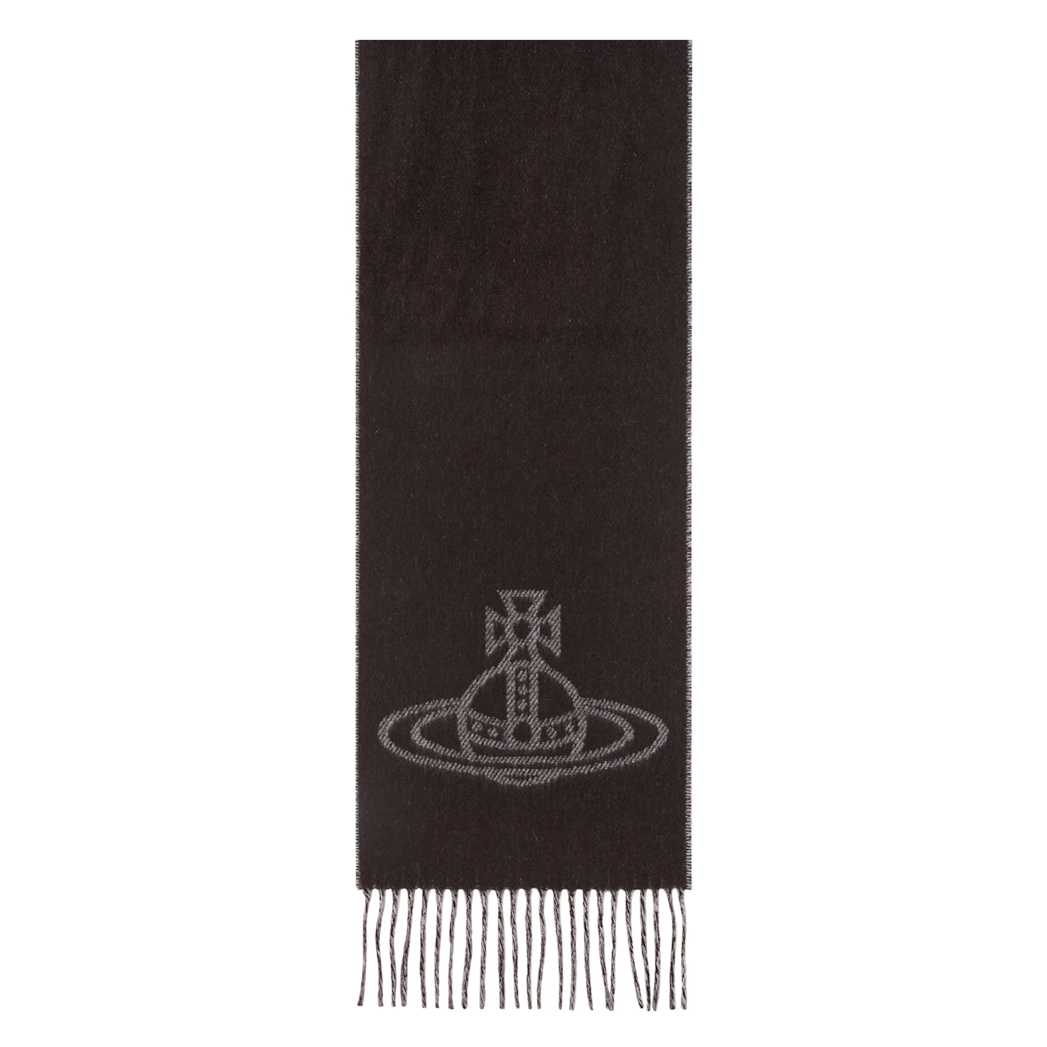 Womens Vivienne Westwood Brown/Natural Double Faced Orb Wool Scarf - Image 2