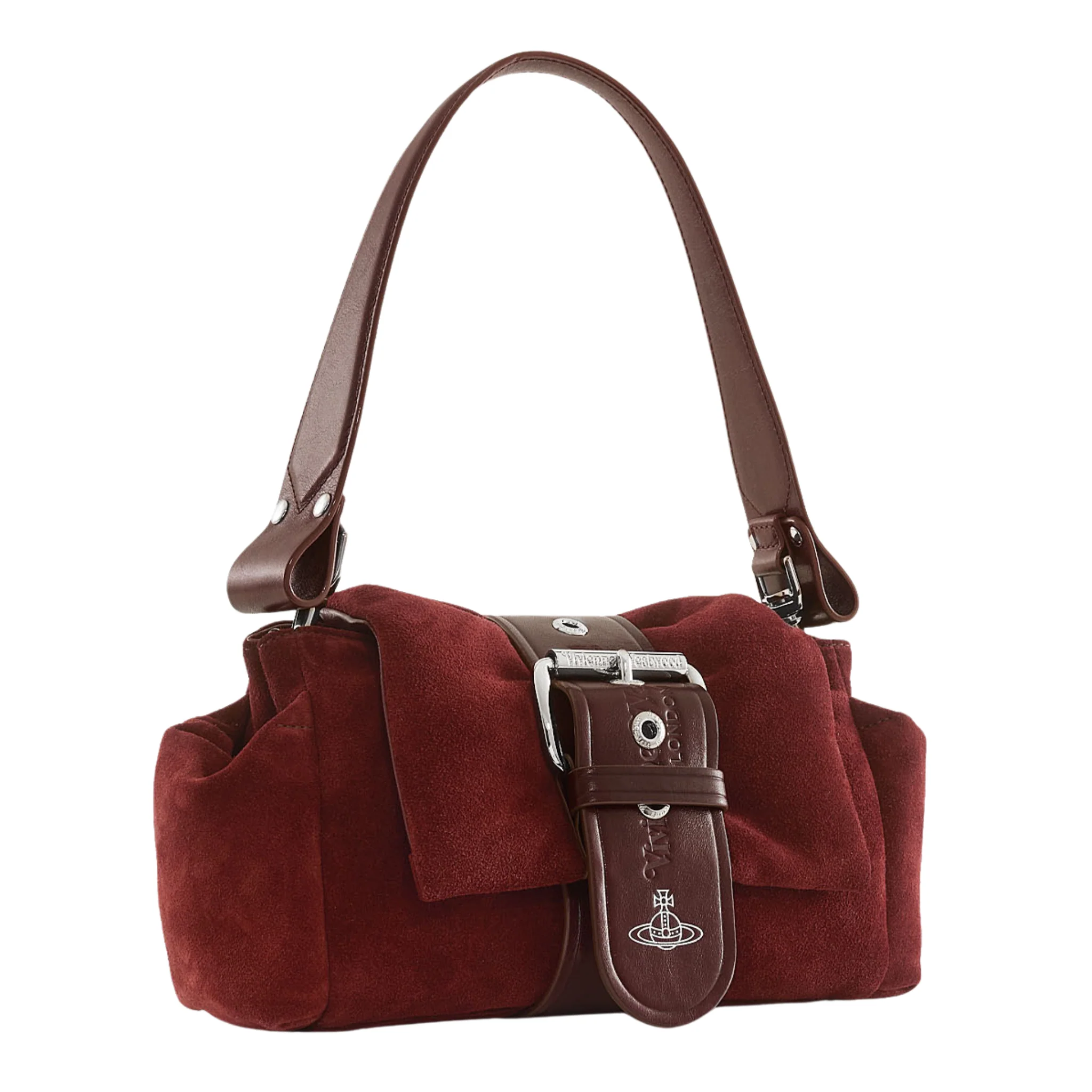 Womens Vivienne Westwood Burgundy Suede Hazel Treasure Shoulder Bag - Image 2