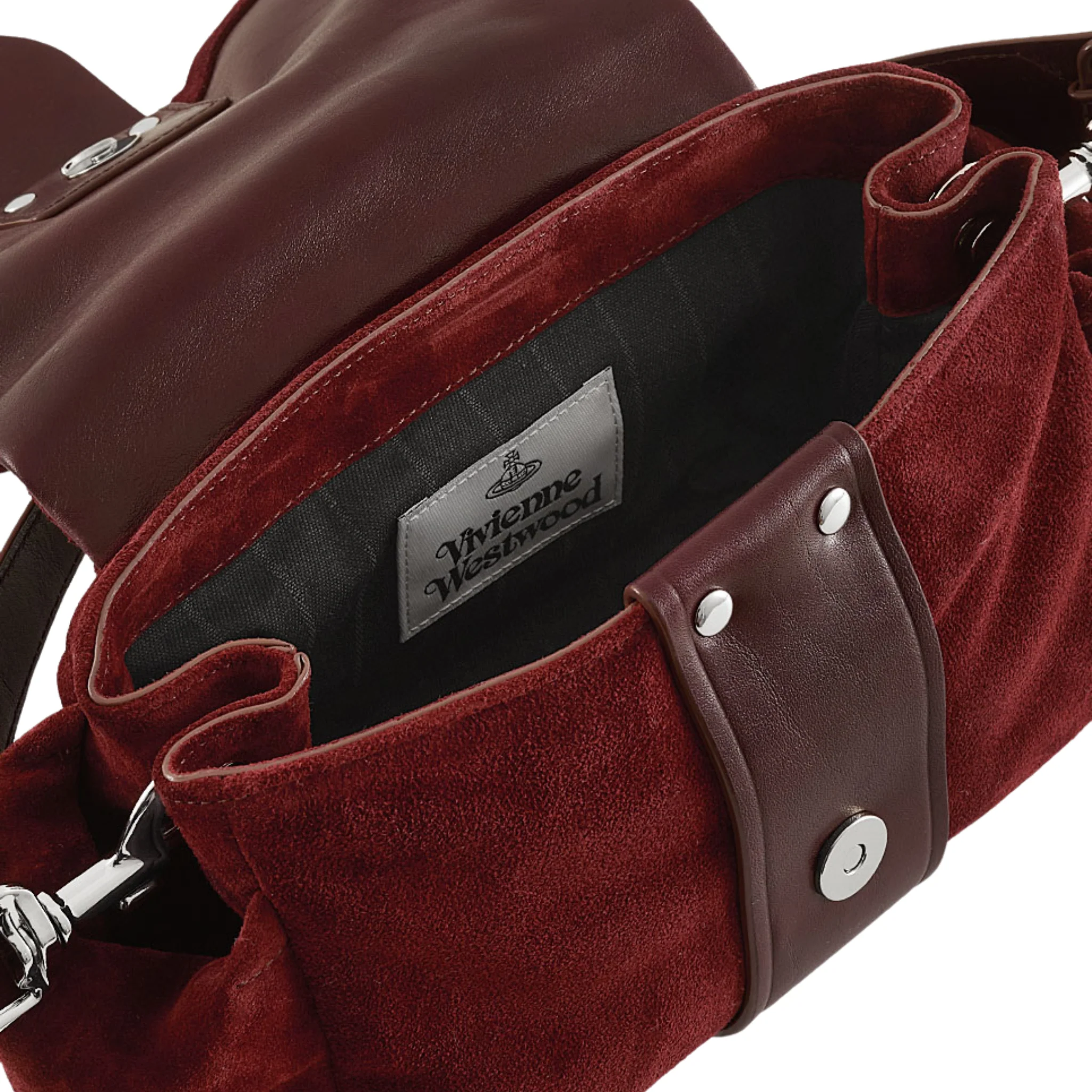 Womens Vivienne Westwood Burgundy Suede Hazel Treasure Shoulder Bag - Image 3