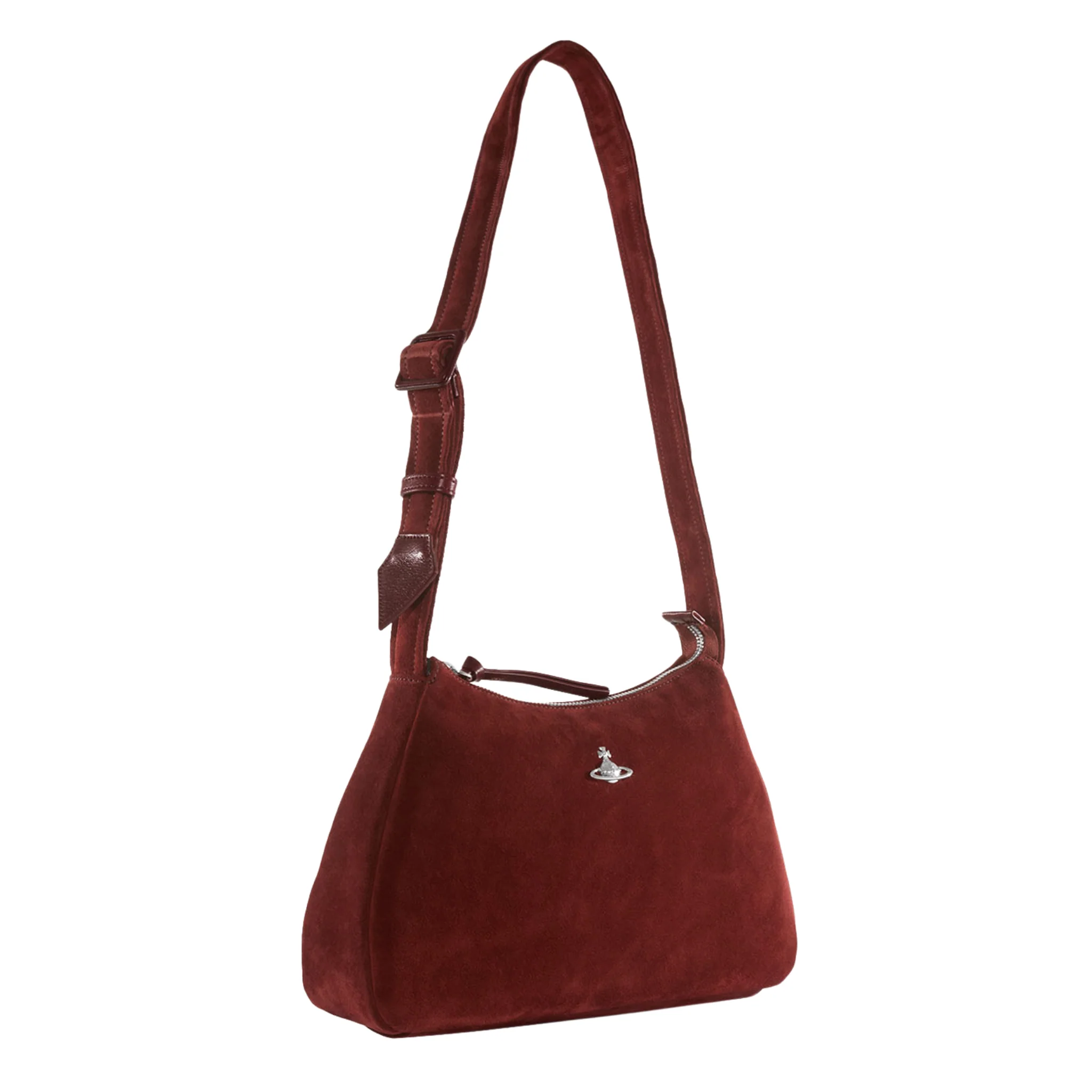 Womens Vivienne Westwood Burgundy Suede Kate Shoulder Bag - Image 2