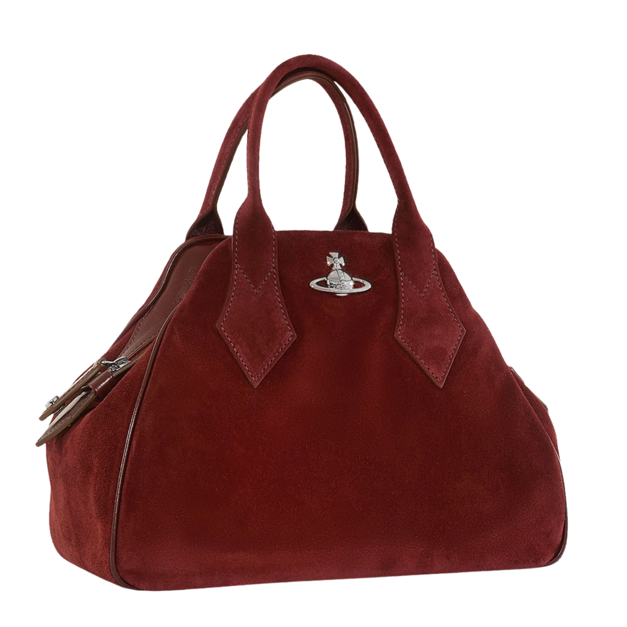 Womens Vivienne Westwood Burgundy Suede Yasmine Medium Bag - Image 2