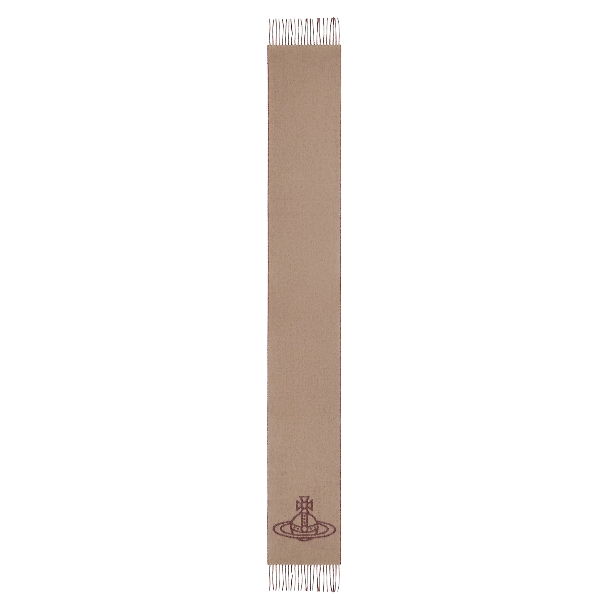 Womens Vivienne Westwood Camel/Burgundy Double Faced Orb Wool Scarf - Image 2