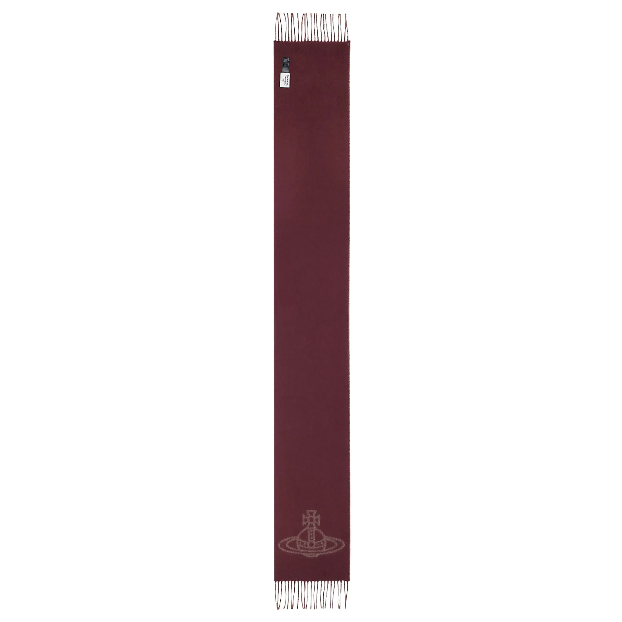 Womens Vivienne Westwood Camel/Burgundy Double Faced Orb Wool Scarf - Image 3