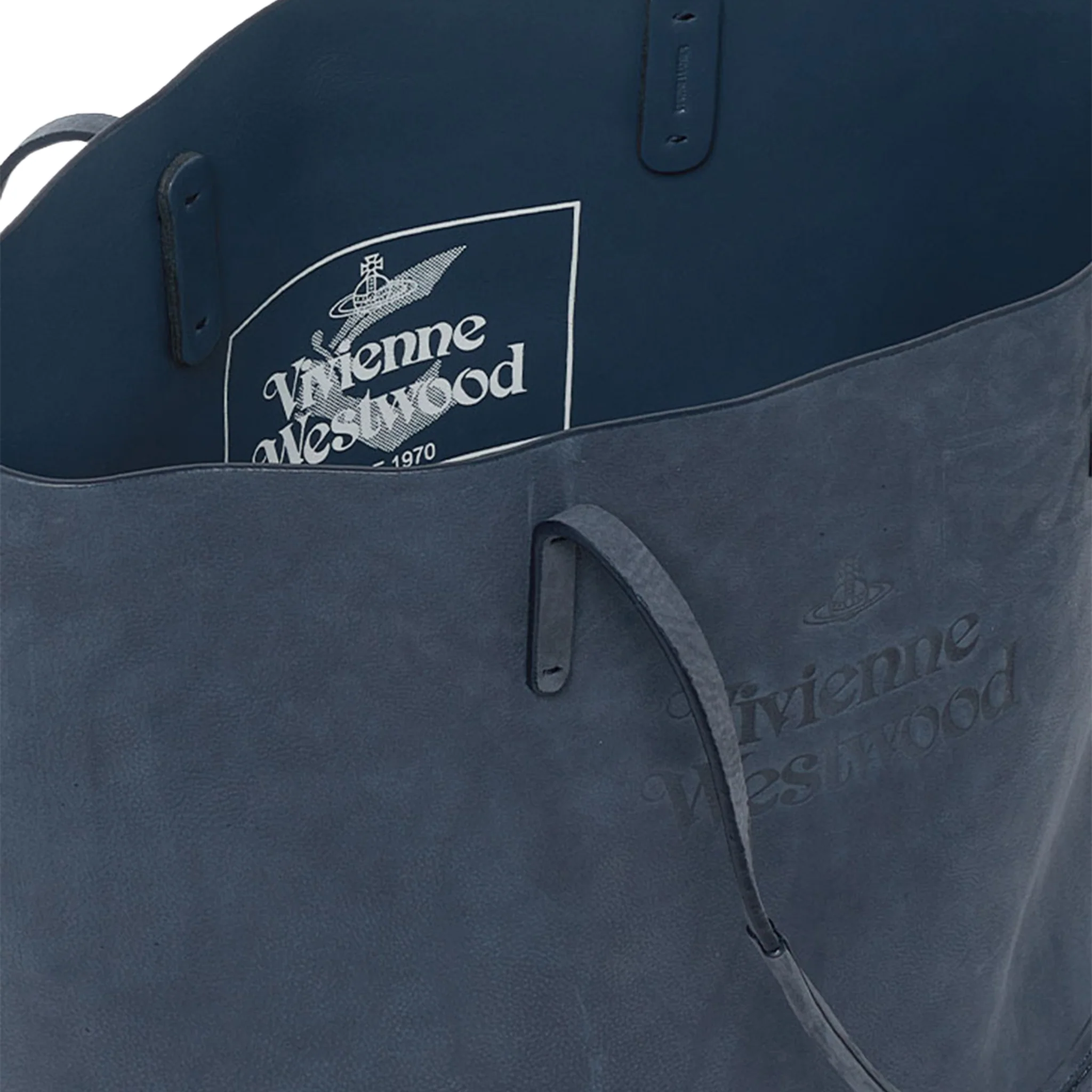 Womens Vivienne Westwood Denim Blue Nubuck Studio Shopper Bag - Image 3