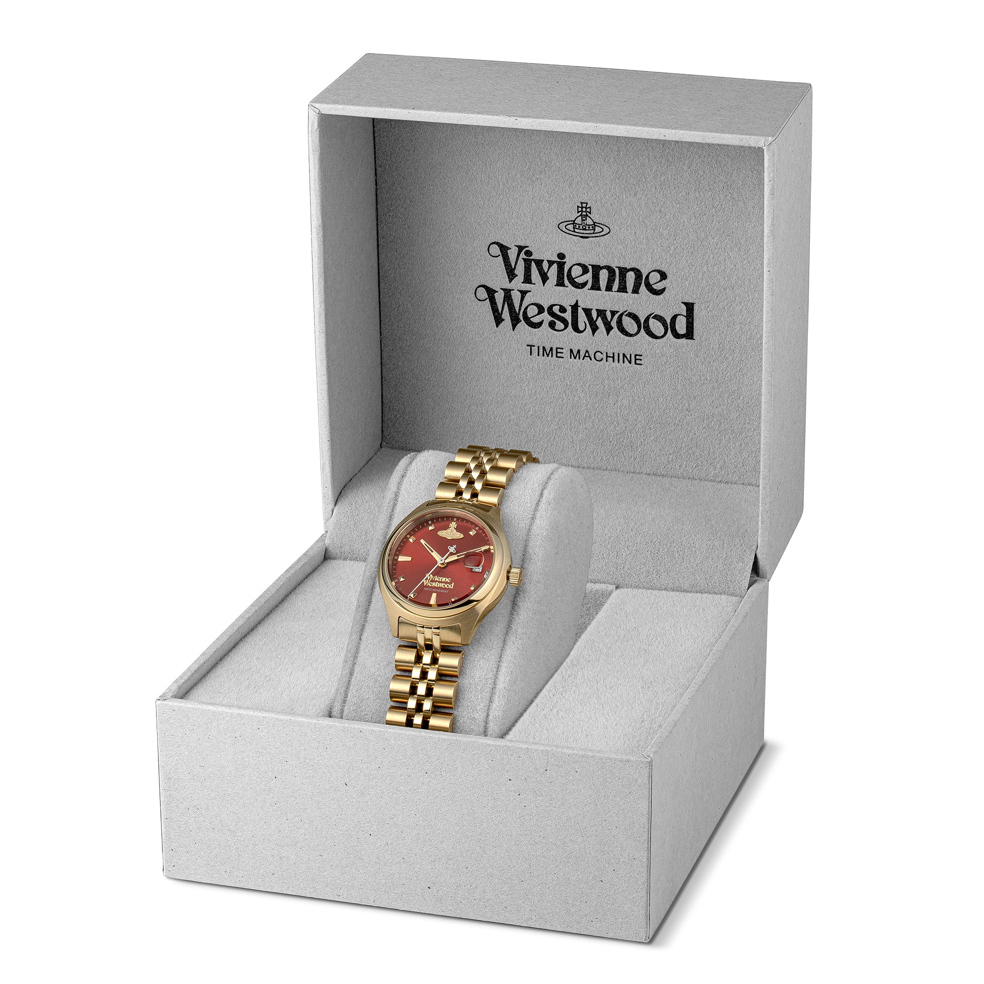Womens	Vivienne Westwood Gold/Red Little Camberwell Bracelet Watch - Image 3