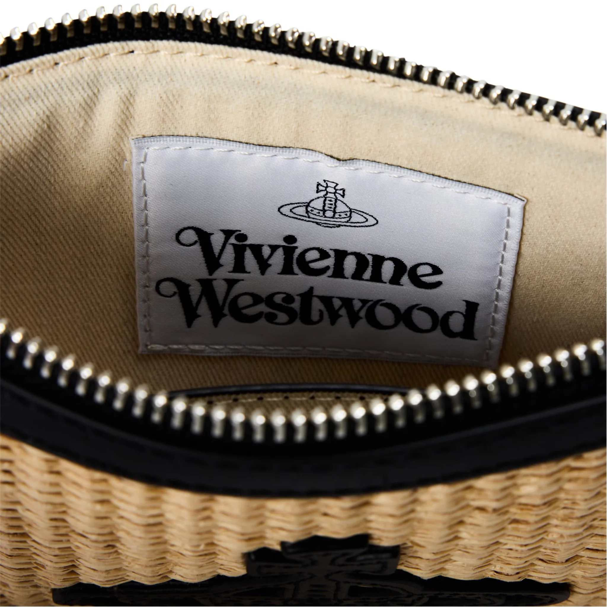 Womens Vivienne Westwood Natural Raffia Small Flat Zip Clutch Bag - Image 3