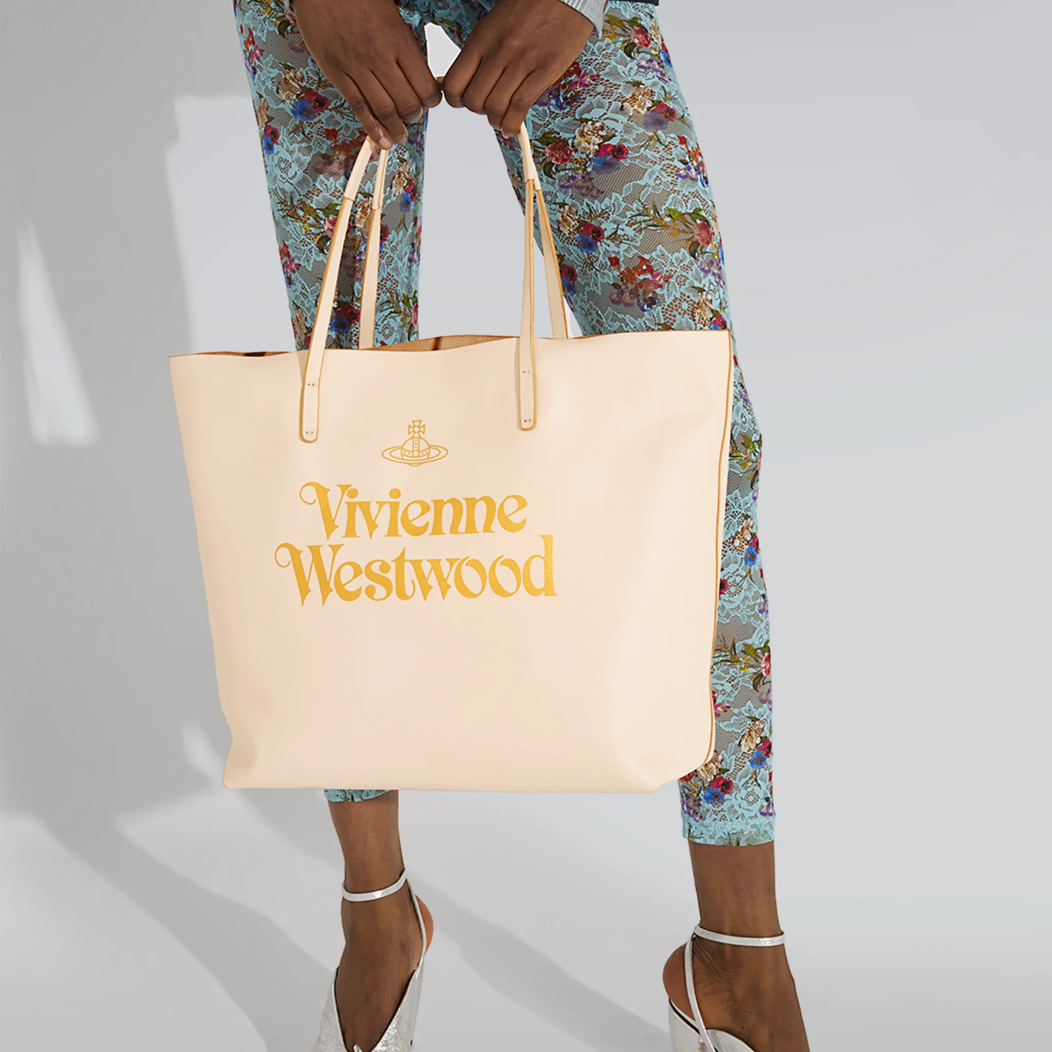 Womens Vivienne Westwood Pale Pink/Gold Studio Shopper Bag - Image 2