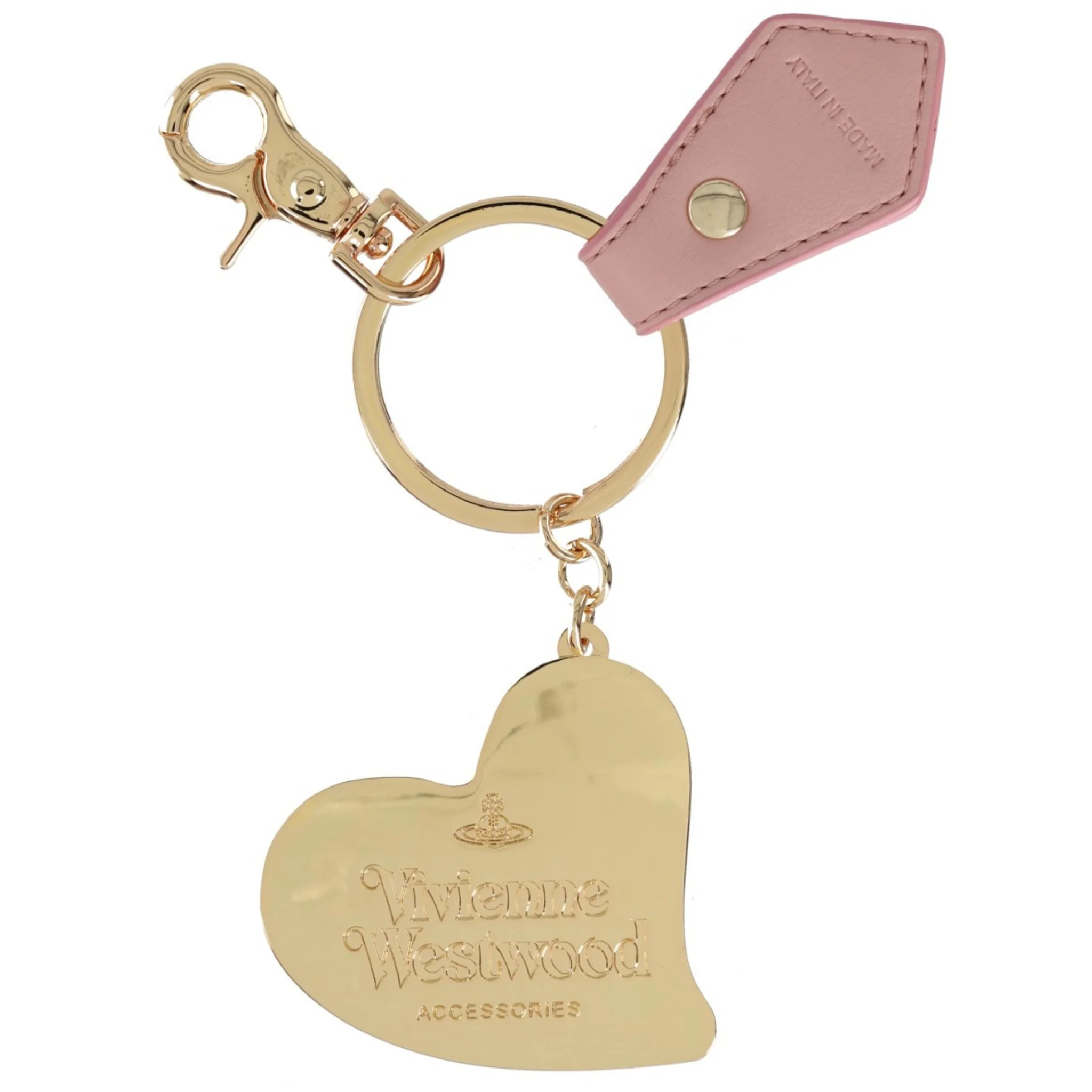 Womens Vivienne Westwood Pink/Gold Orb Heart Keyring - Image 2