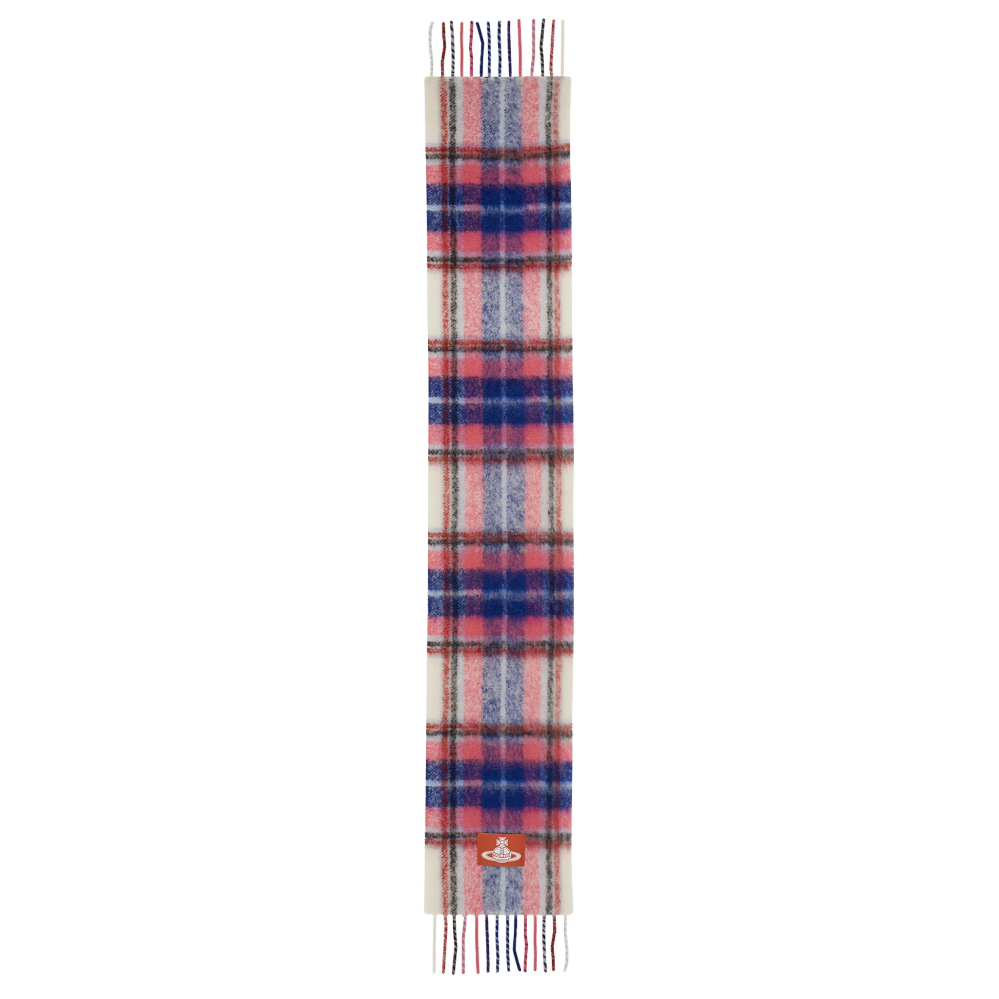 Womens Vivienne Westwood Pink Multi Check Wool Scarf - Image 2