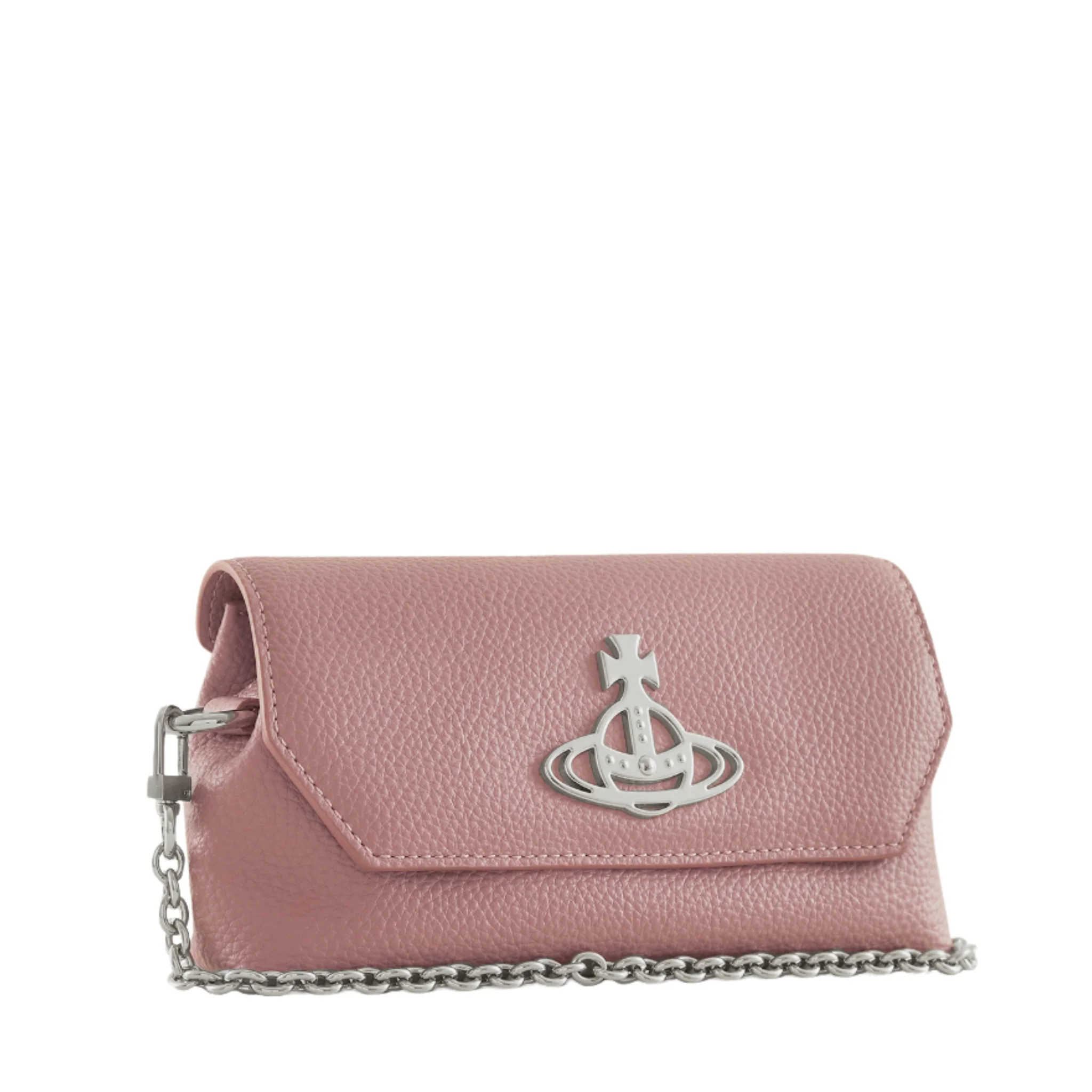 Womens Vivienne Westwood Pink PU Grain Mini Pouch with Chain - Image 2
