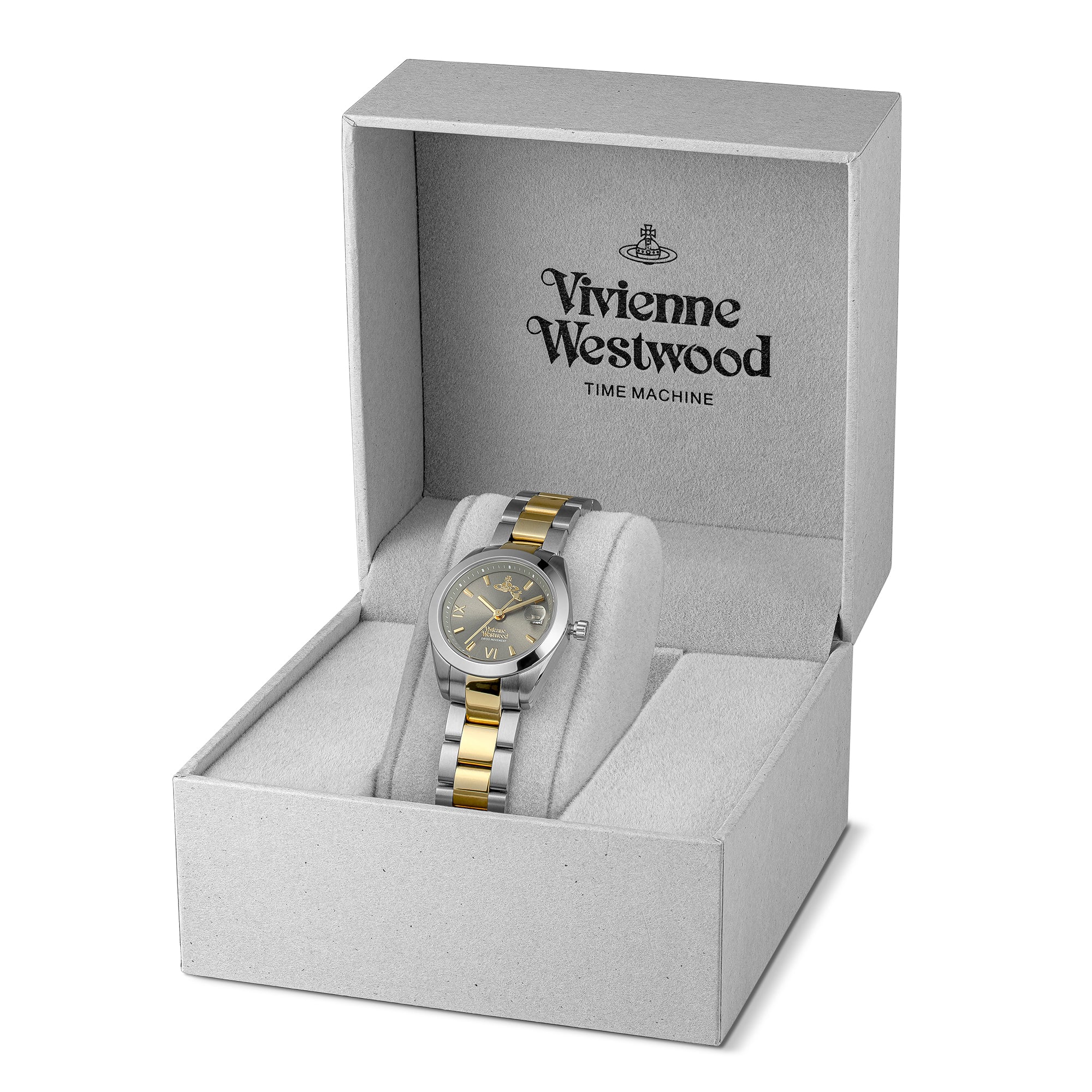 Womens	Vivienne Westwood Silver/Gold/Grey Fenchurch Bracelet Watch - Image 3