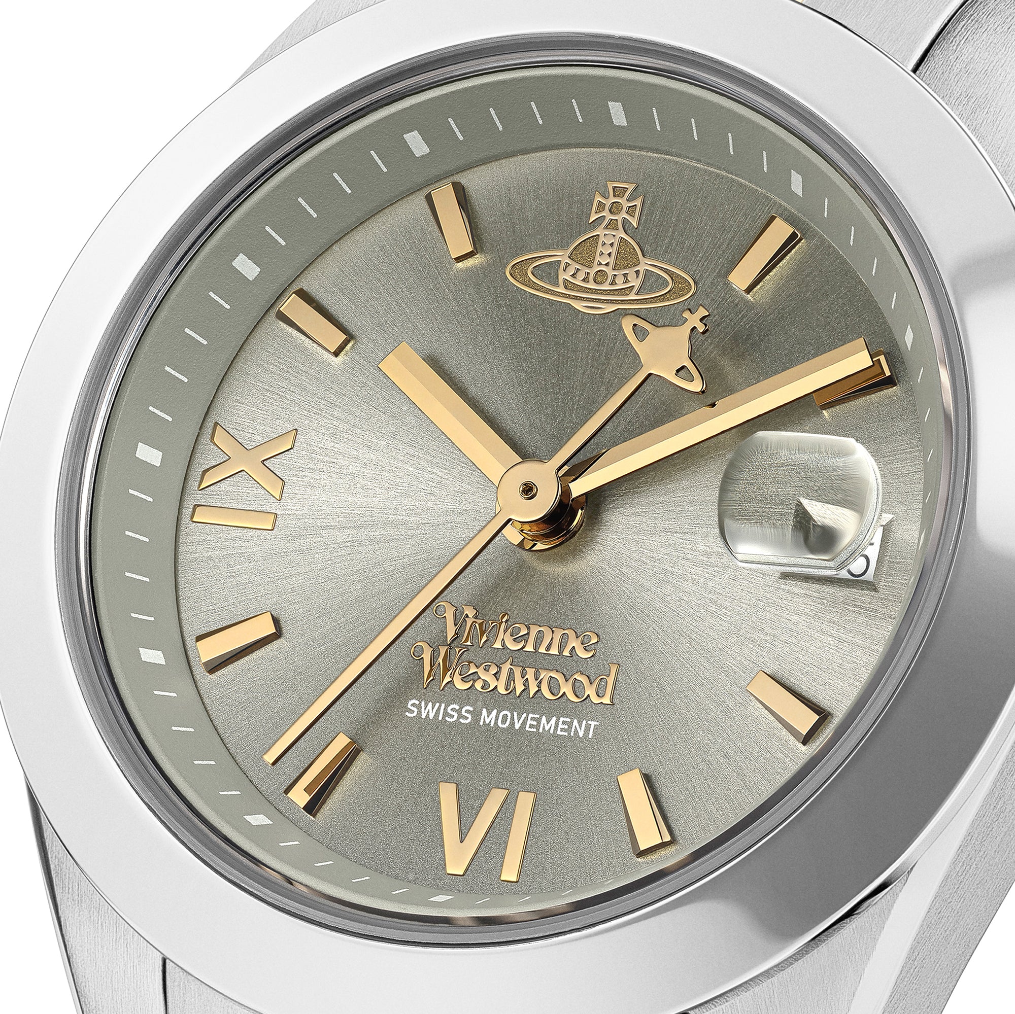 Womens	Vivienne Westwood Silver/Gold/Grey Fenchurch Bracelet Watch - Image 4