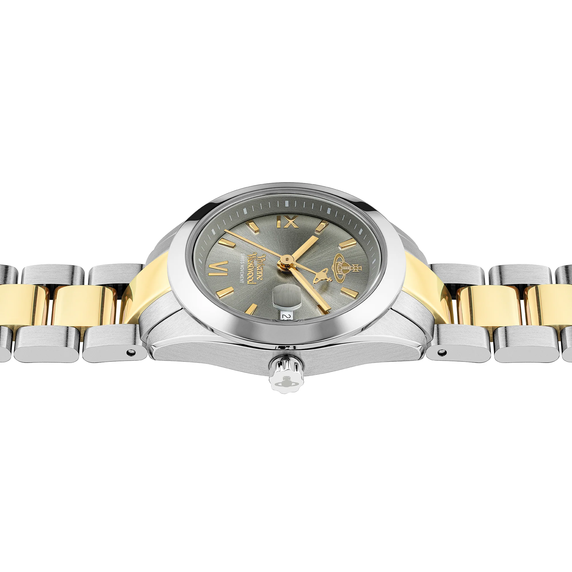 Womens	Vivienne Westwood Silver/Gold/Grey Fenchurch Bracelet Watch - Image 5