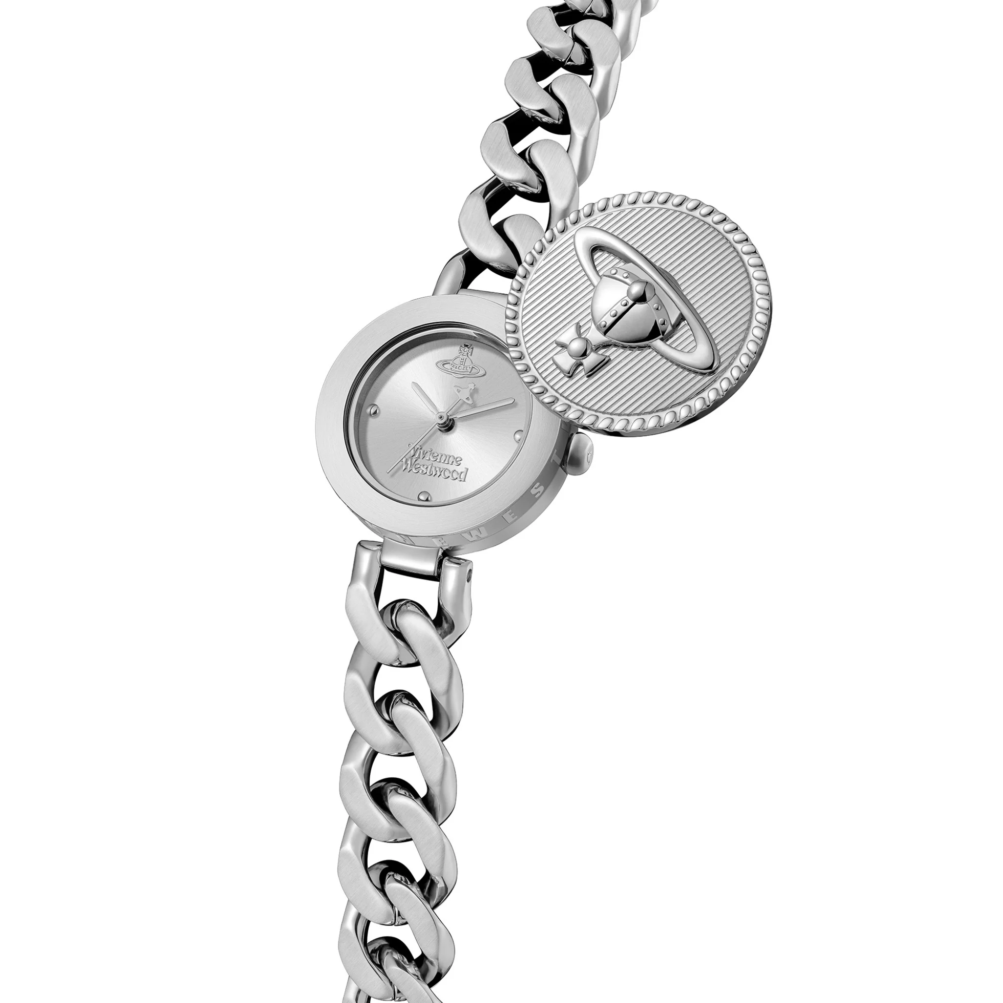 Womens Vivienne Westwood Silver Orb Button Bracelet Watch - Image 4
