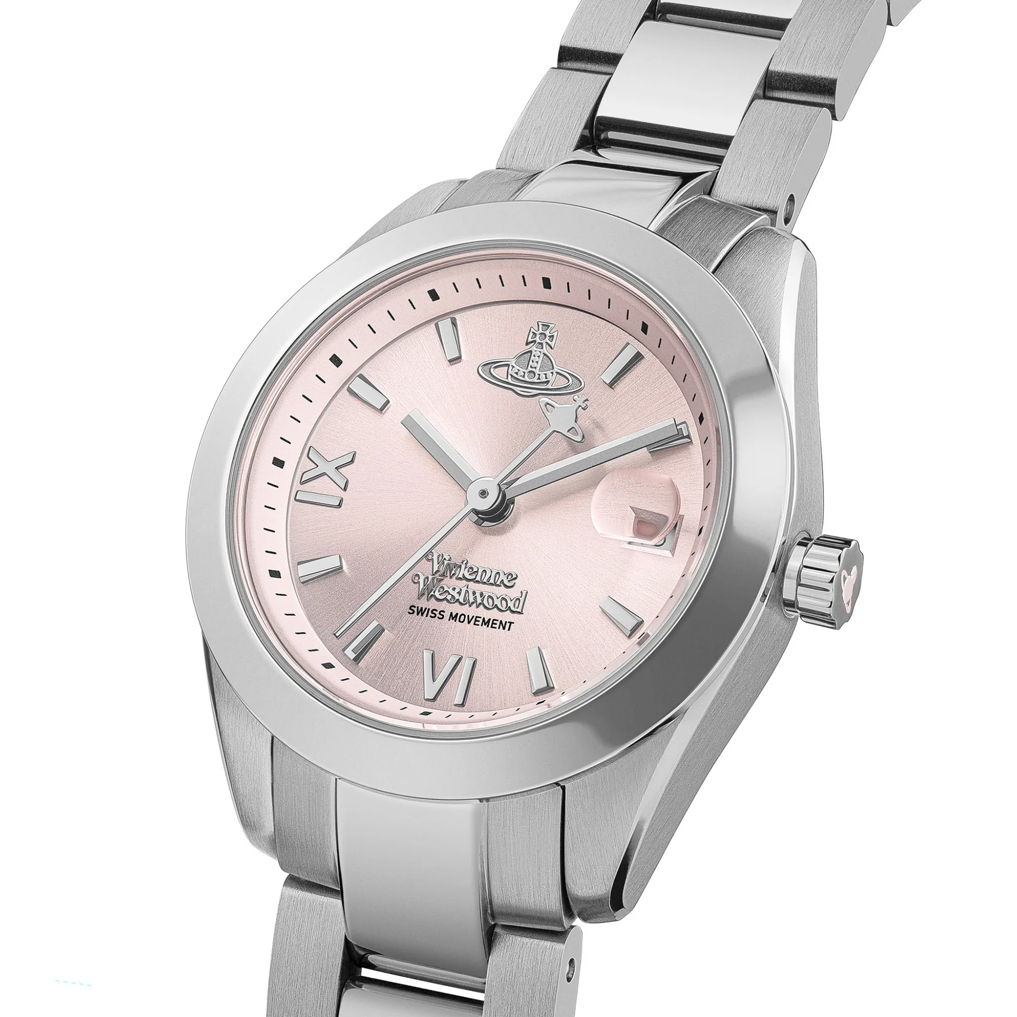 Womens Vivienne Westwood Silver/Pink Fenchurch Bracelet Watch - Image 2