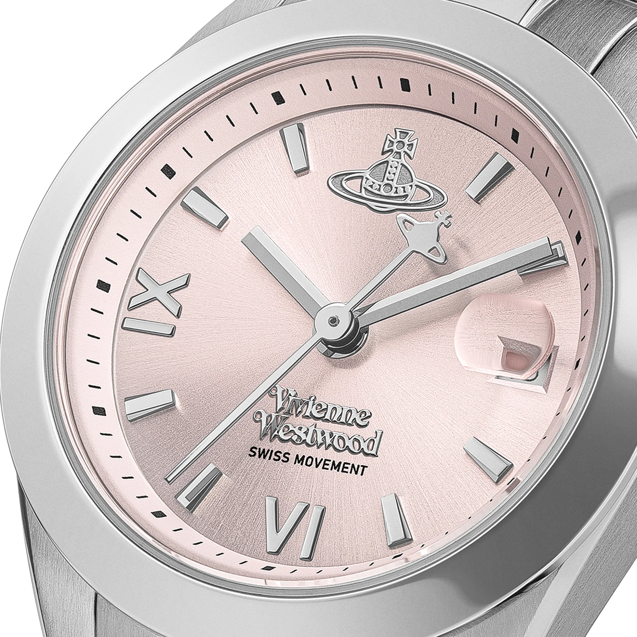 Womens Vivienne Westwood Silver/Pink Fenchurch Bracelet Watch - Image 3