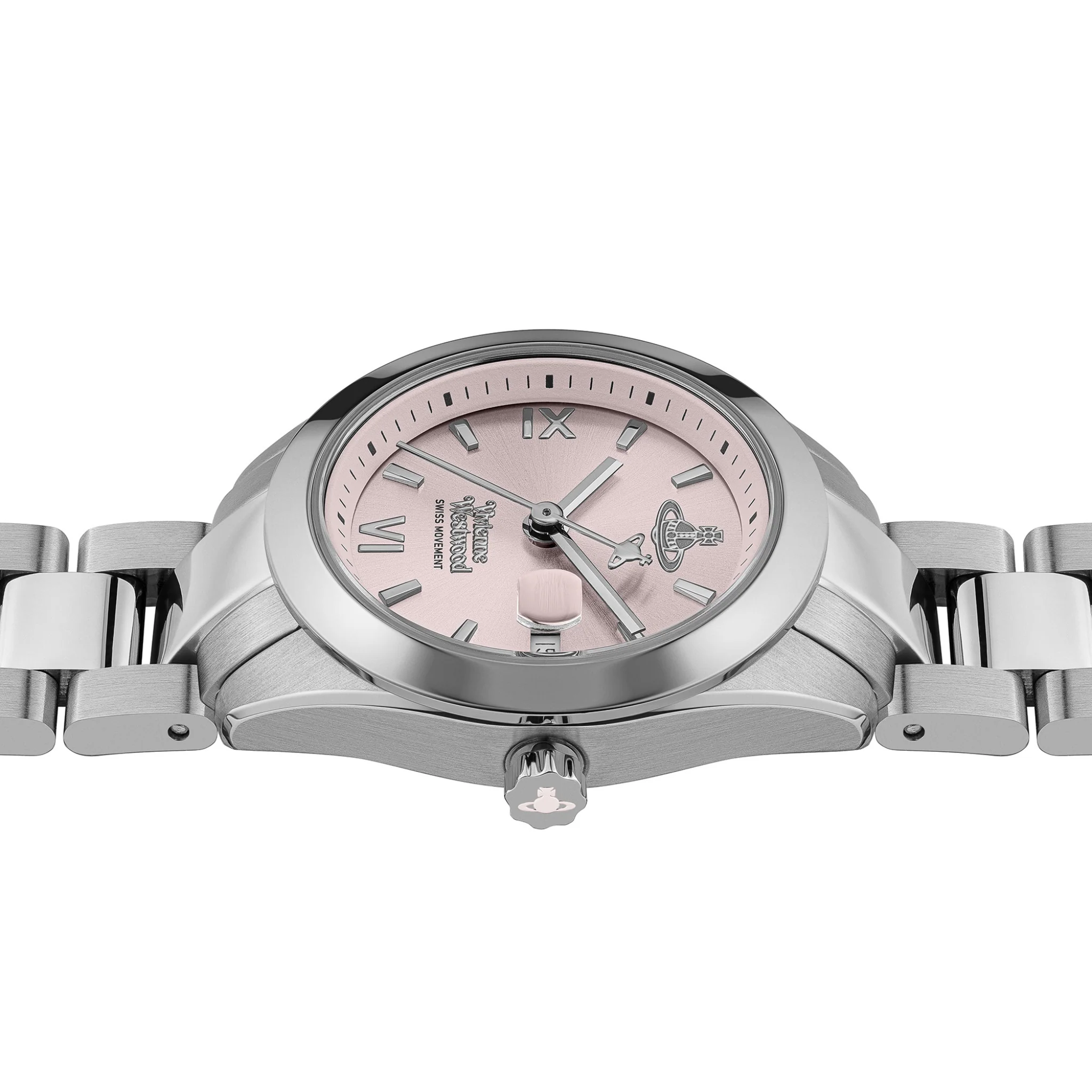Womens Vivienne Westwood Silver/Pink Fenchurch Bracelet Watch - Image 4