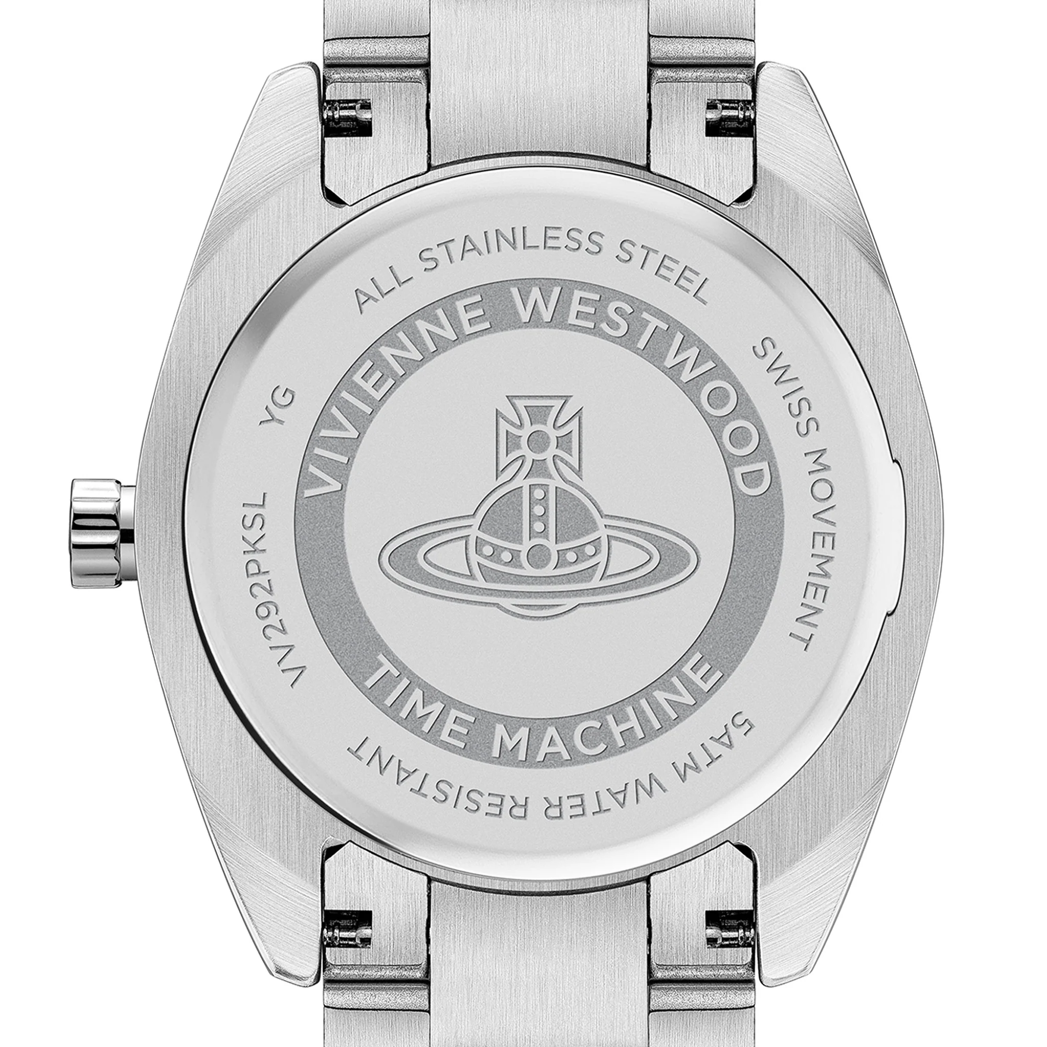 Womens Vivienne Westwood Silver/Pink Fenchurch Bracelet Watch - Image 5