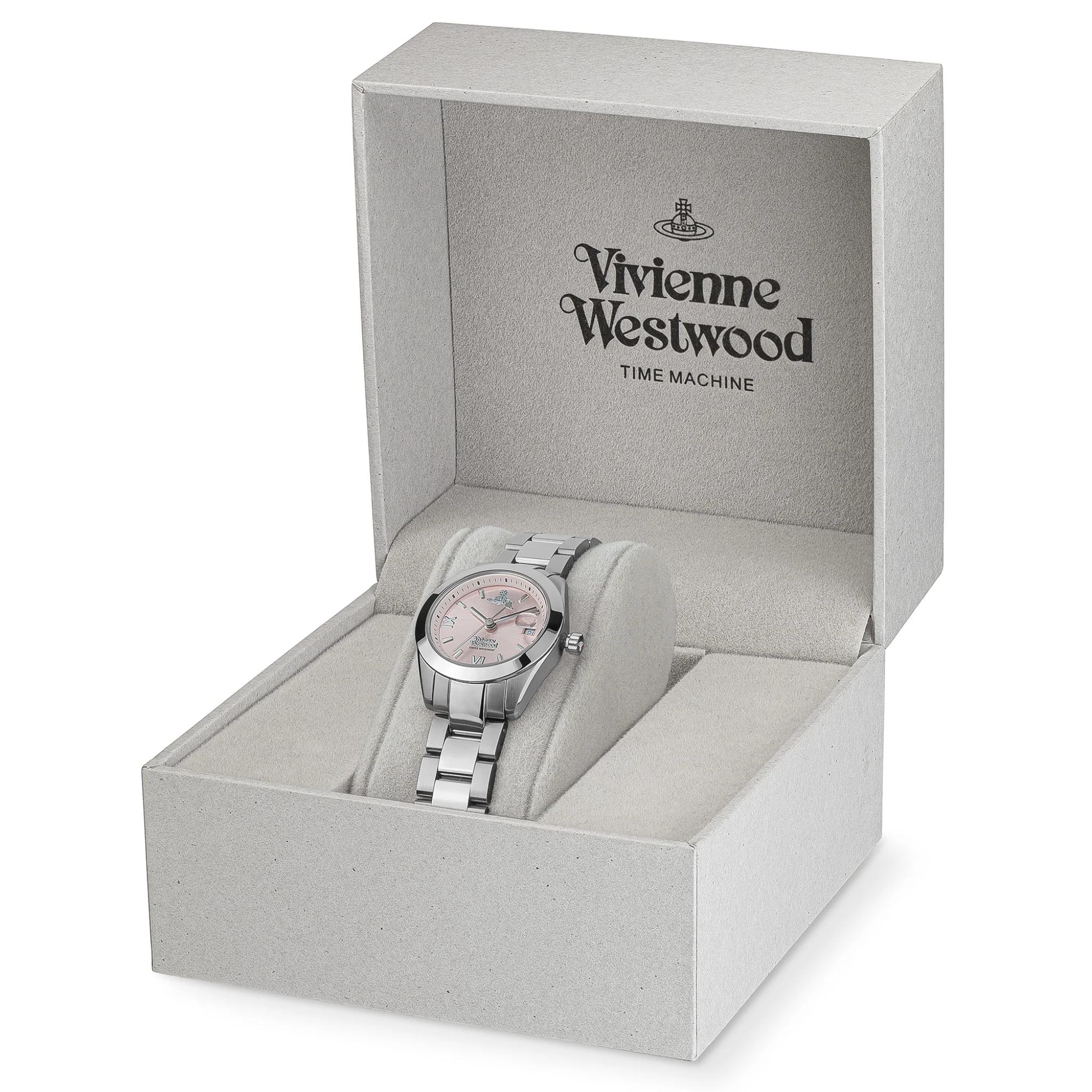 Womens Vivienne Westwood Silver/Pink Fenchurch Bracelet Watch - Image 6