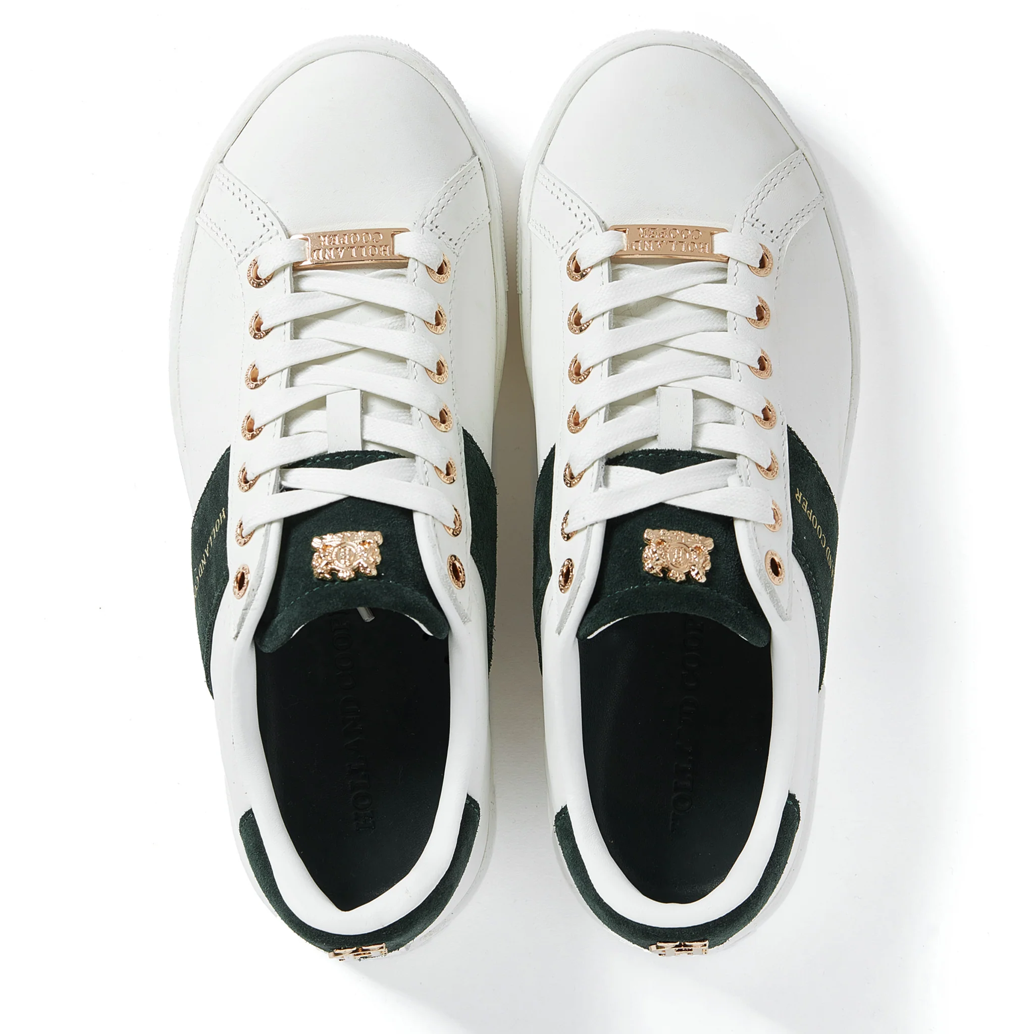 Womens Holland Cooper White/Racing Green Knightsbridge Court Trainers - Image 5